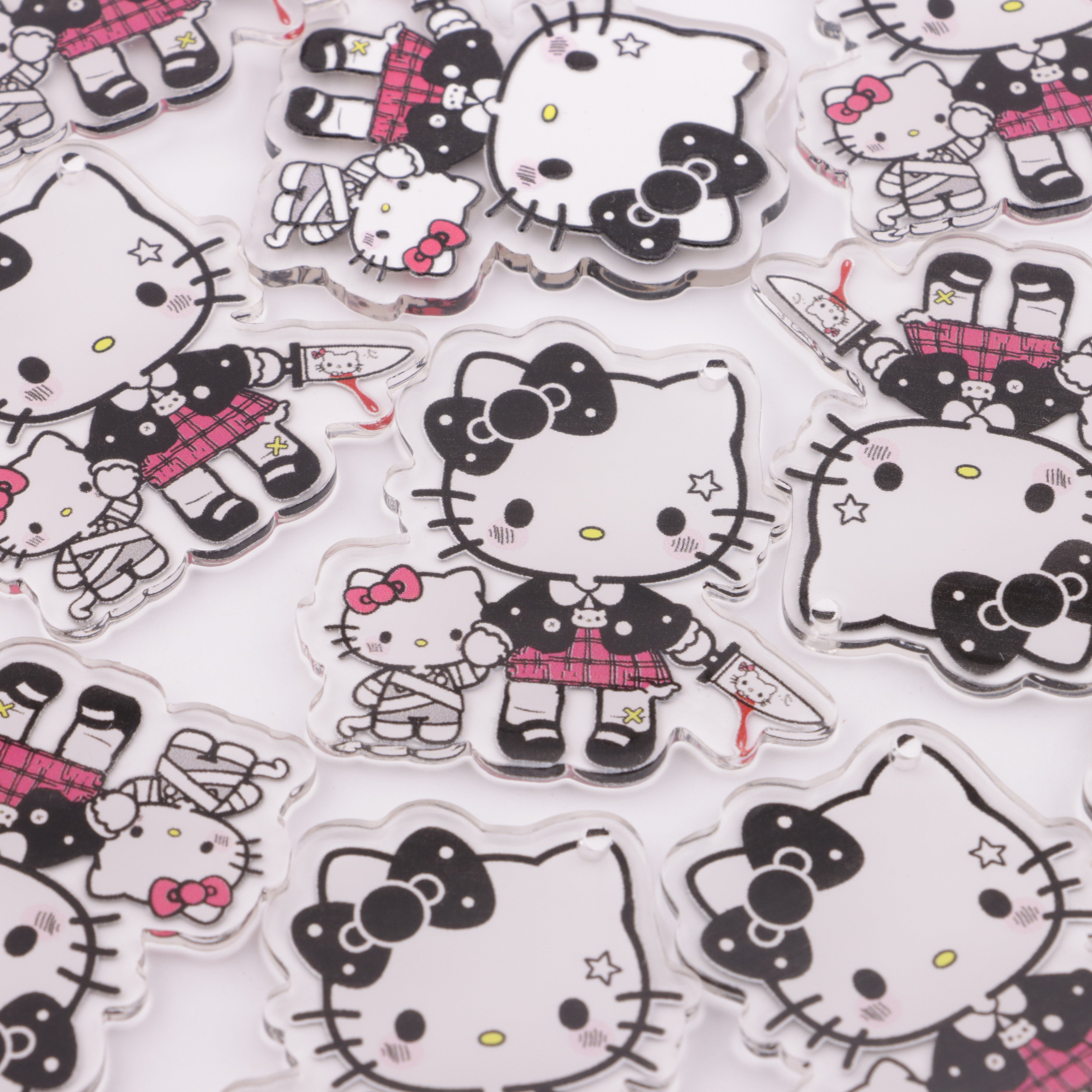 FS5871- 49*47Mm Big And Small HK With 1 Hole Single-Hole Big And Small Kitty Acrylic Sheets