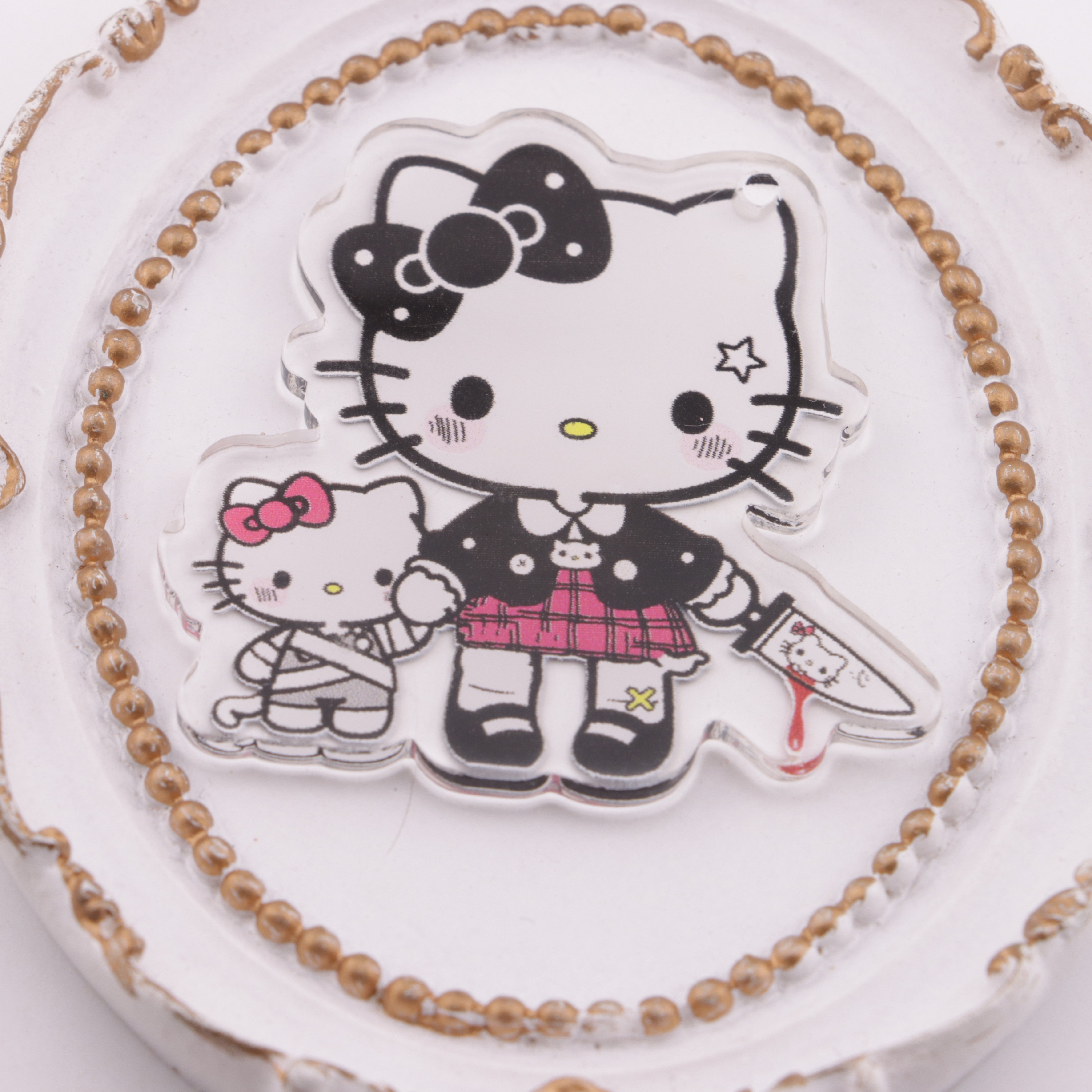 FS5871- 49*47Mm Big And Small HK With 1 Hole Single-Hole Big And Small Kitty Acrylic Sheets