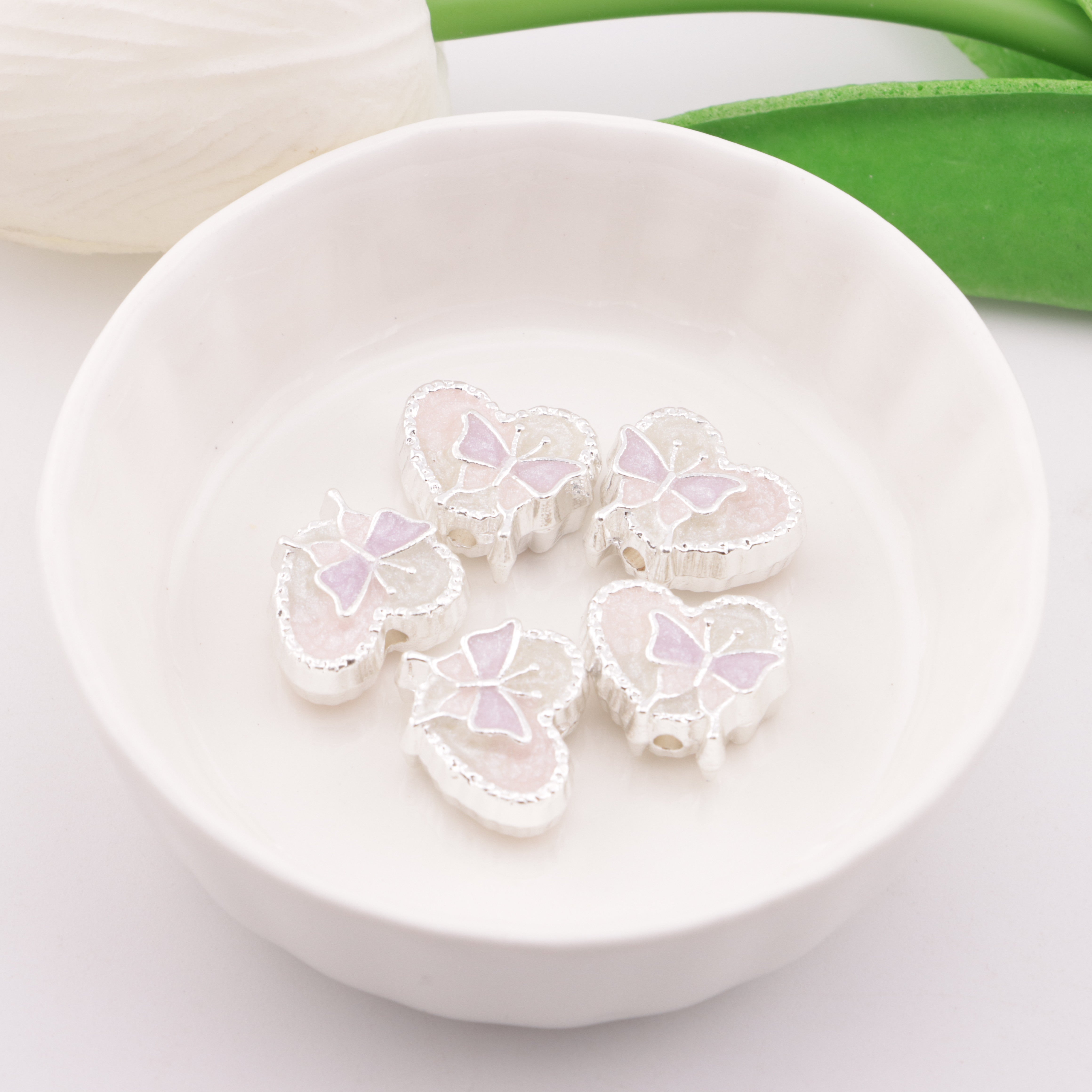 FS5877- Luminous Heart-shaped Alloy Beads