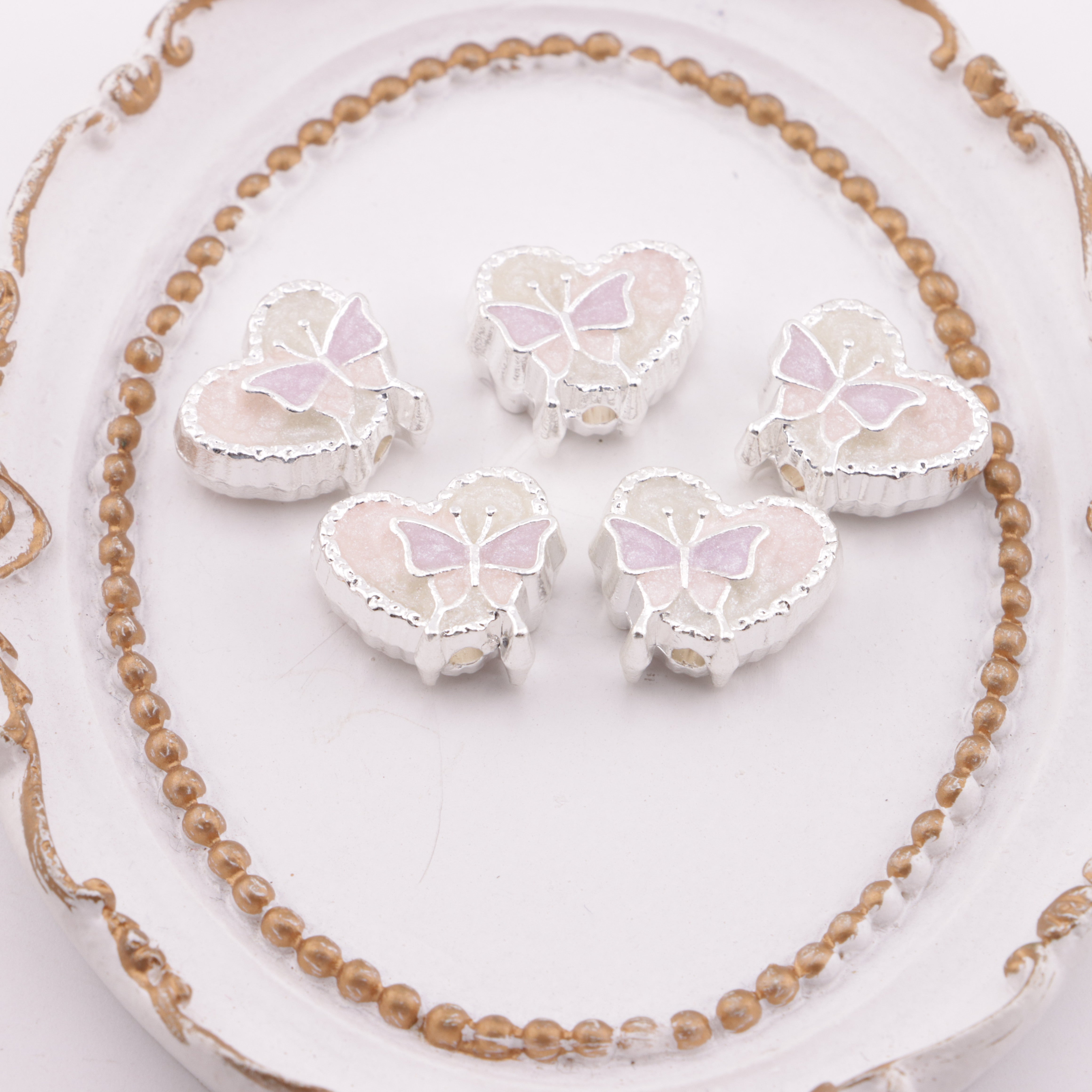 FS5877- Luminous Heart-shaped Alloy Beads