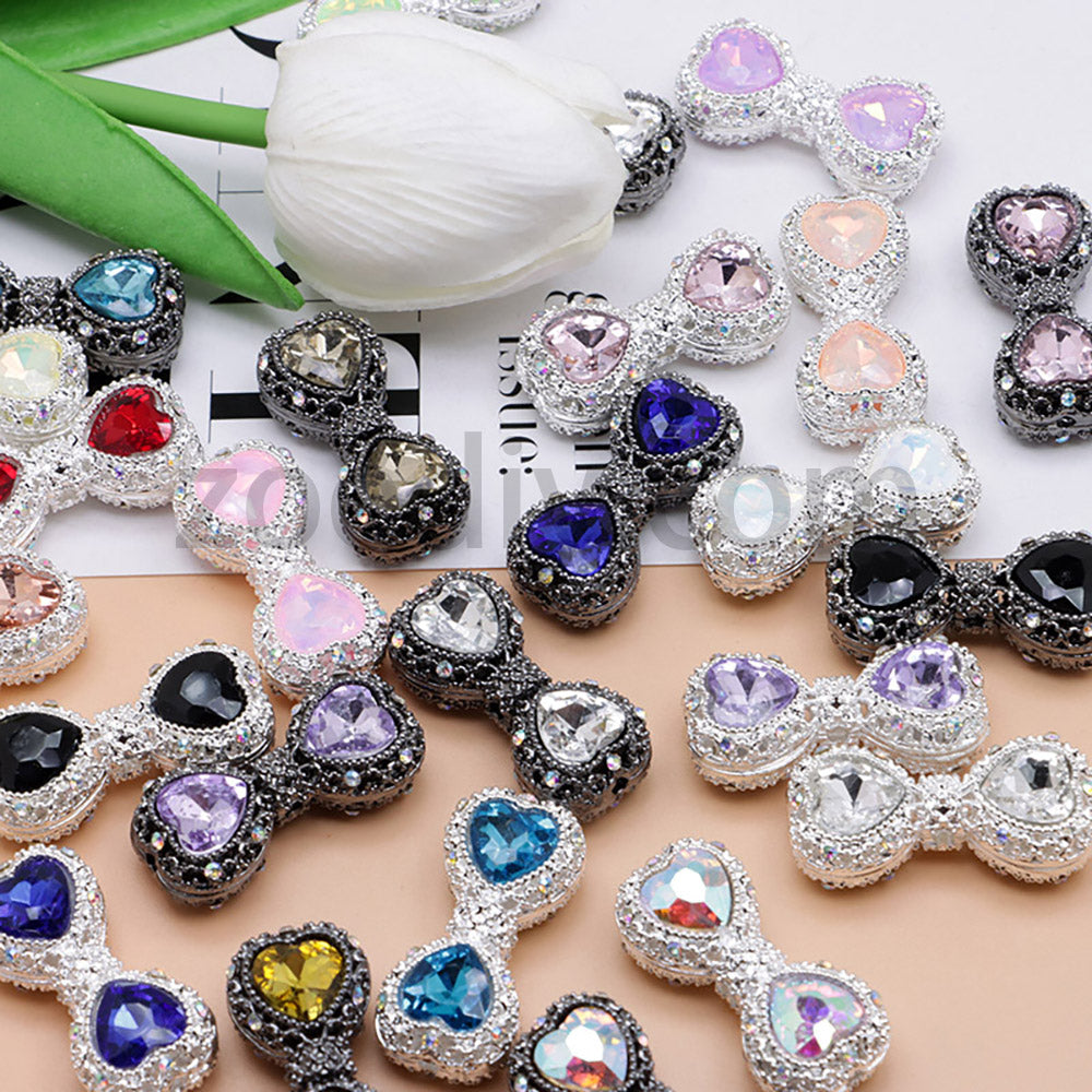 FS4842-Double Heart Bows Beads Fit For Beadable Pens