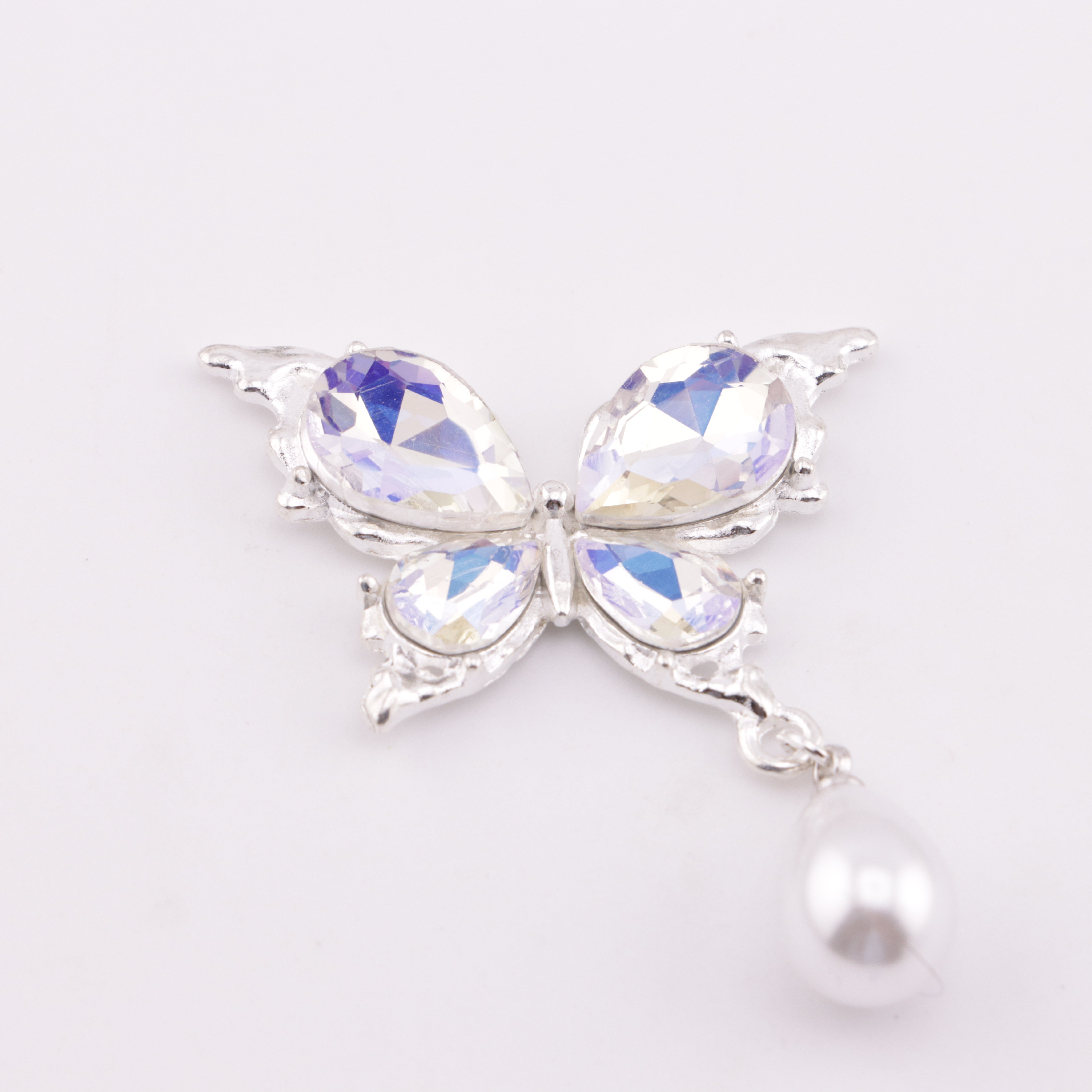 FS5690- Butterfly Charms Butterfly Patches With Waterdrop Pearl Pendants