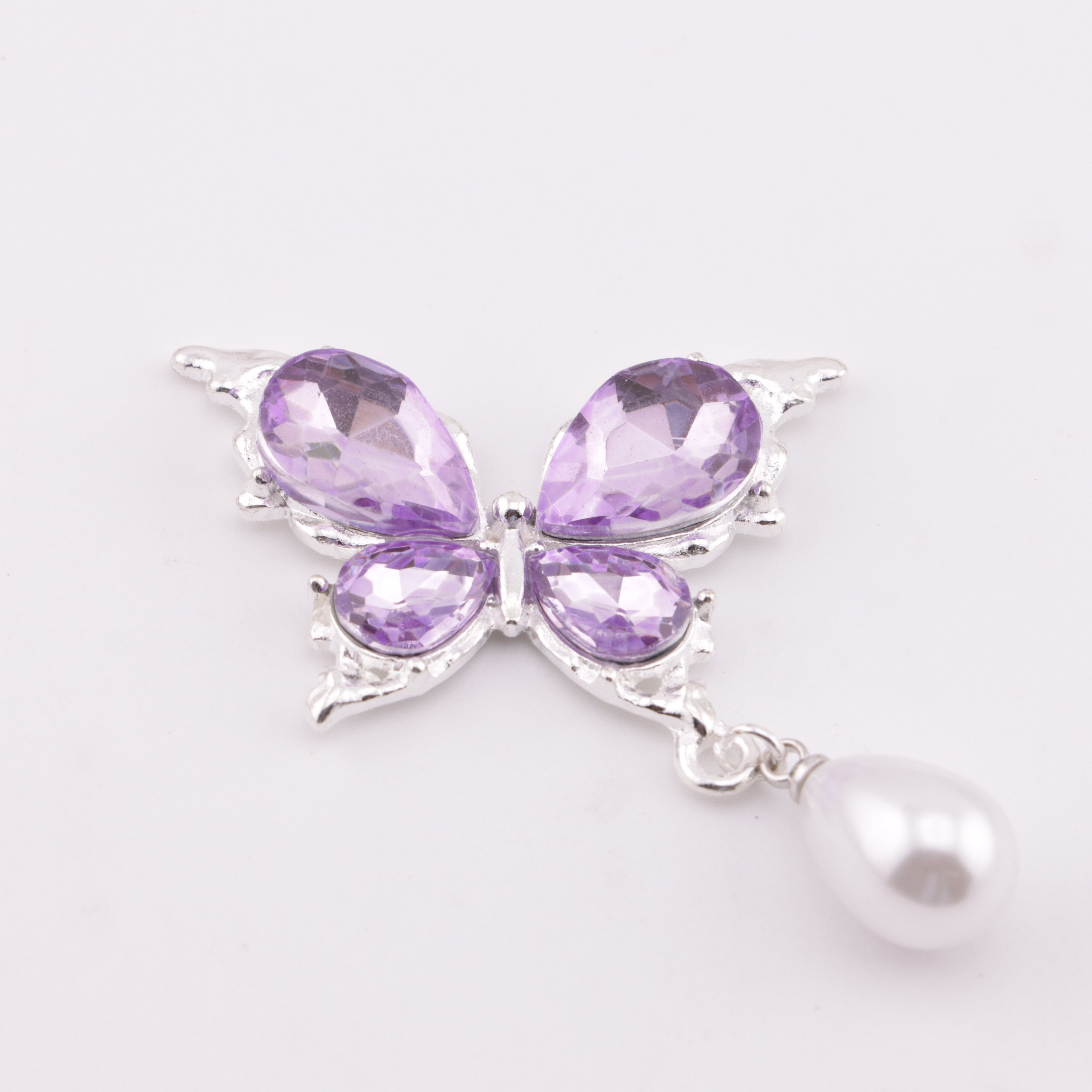 FS5690- Butterfly Charms Butterfly Patches With Waterdrop Pearl Pendants