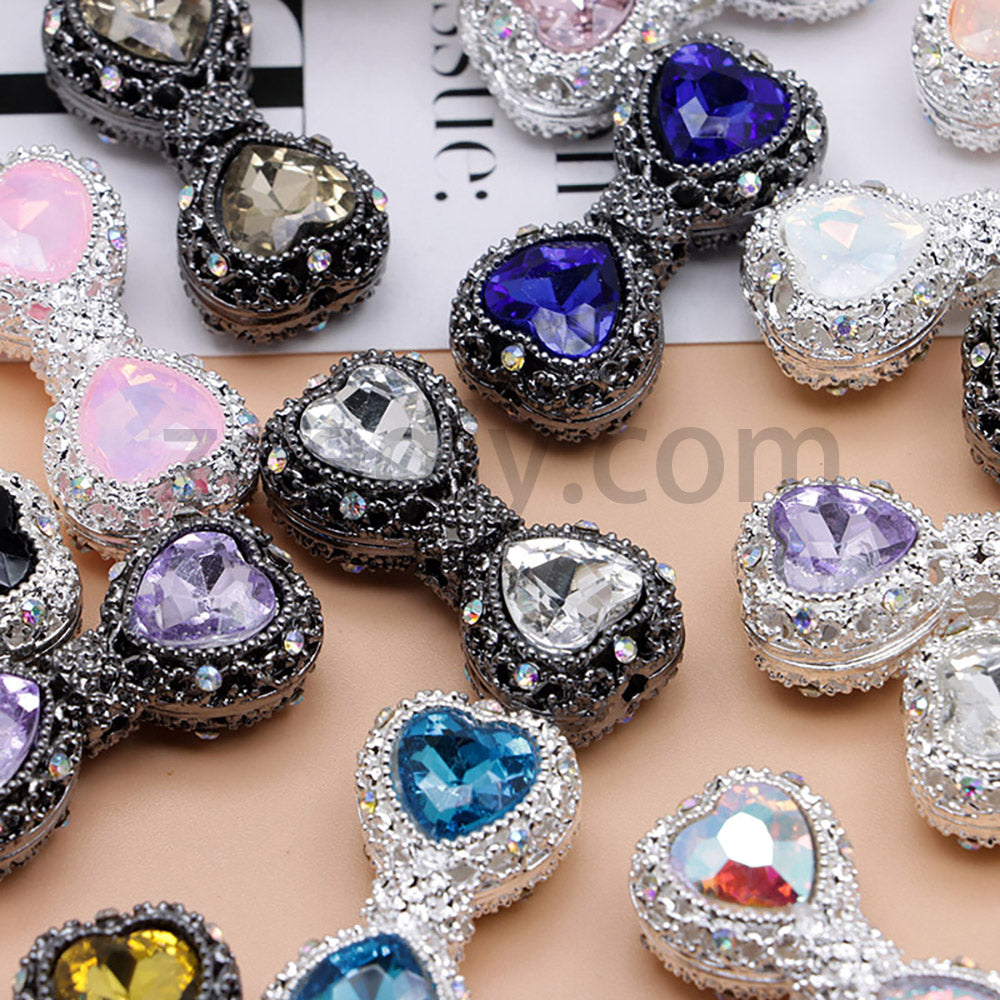 FS4842-Double Heart Bows Beads Fit For Beadable Pens