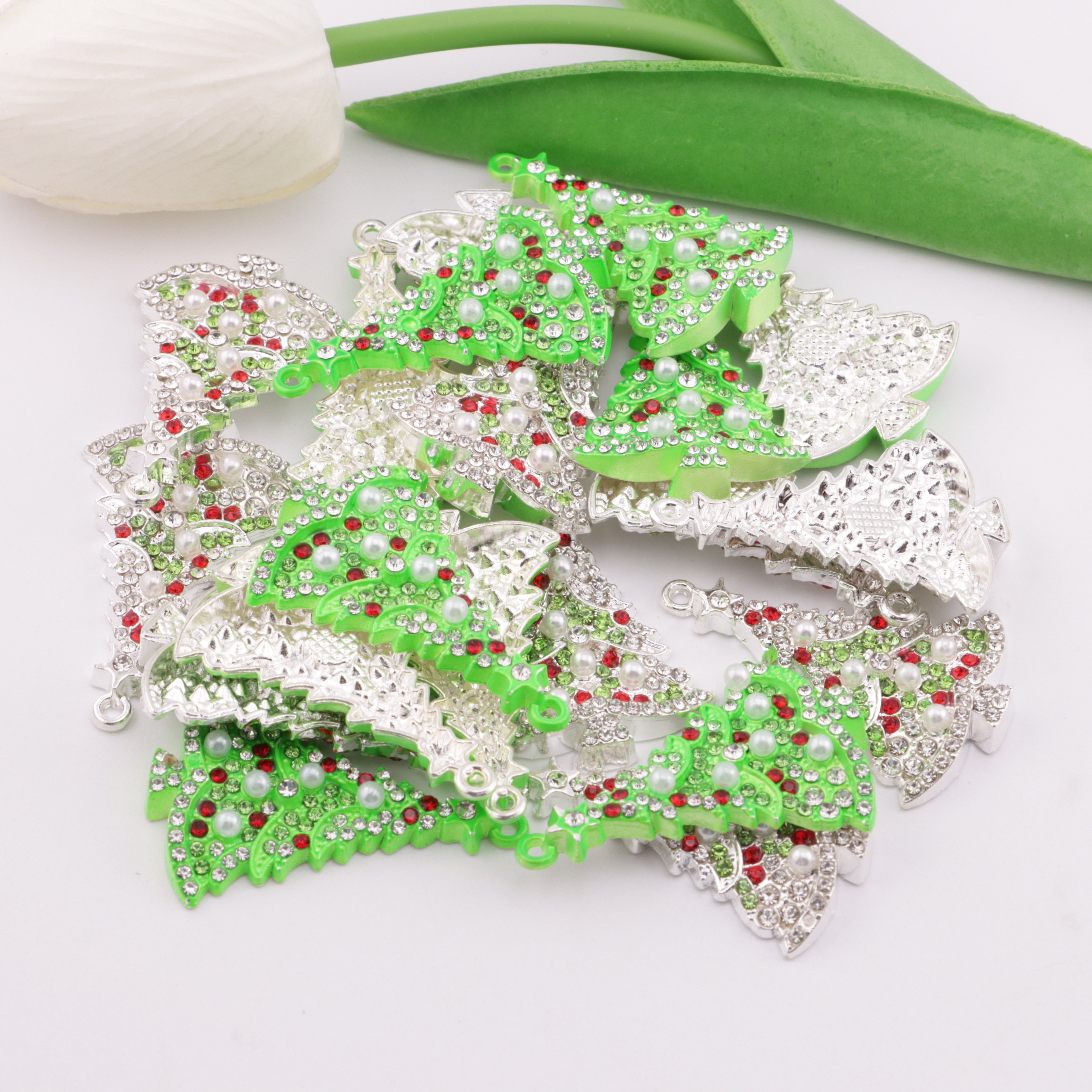 FS5692- 28*41Mm Full-diamond Christmas Tree Charms With Hole
