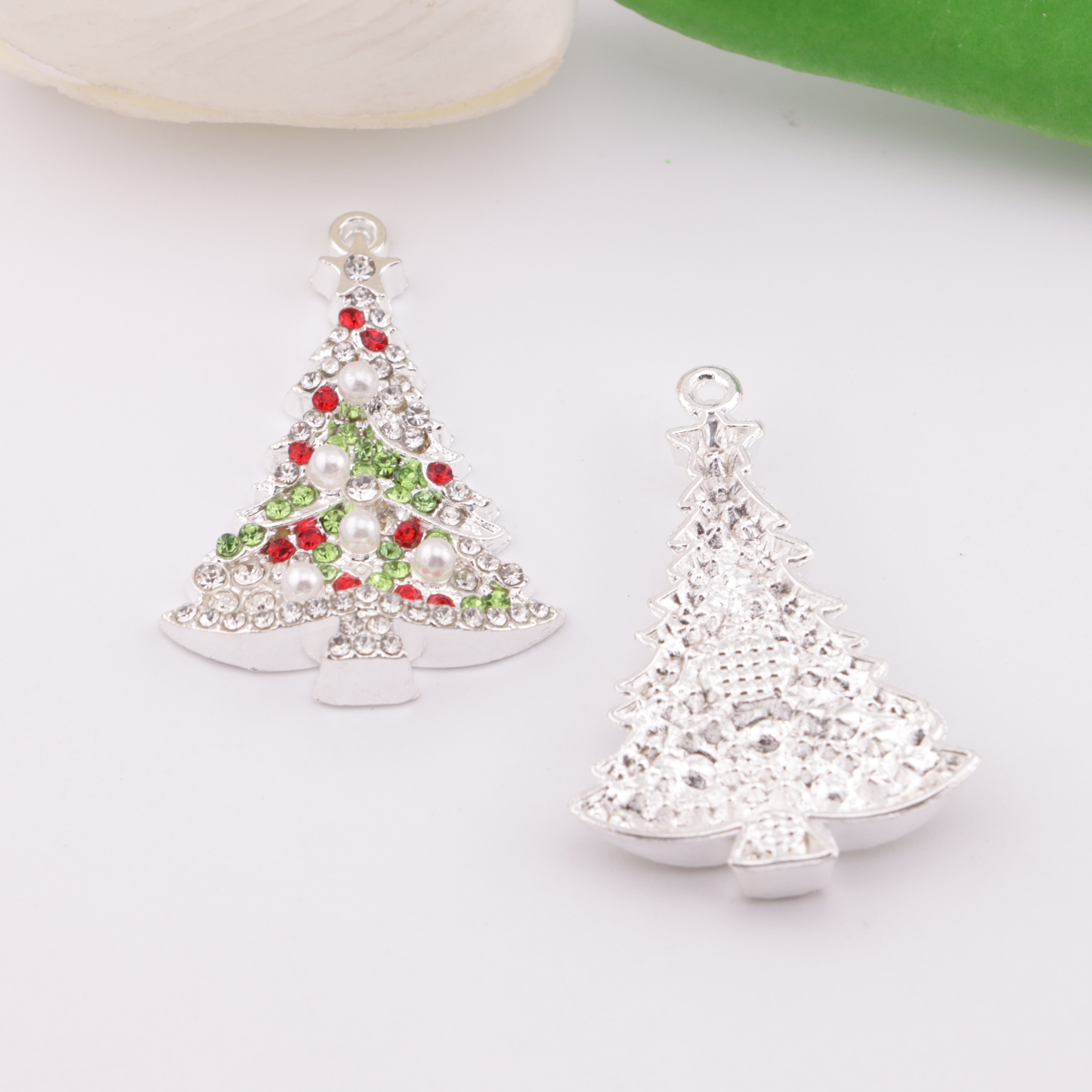 FS5692- 28*41Mm Full-diamond Christmas Tree Charms With Hole