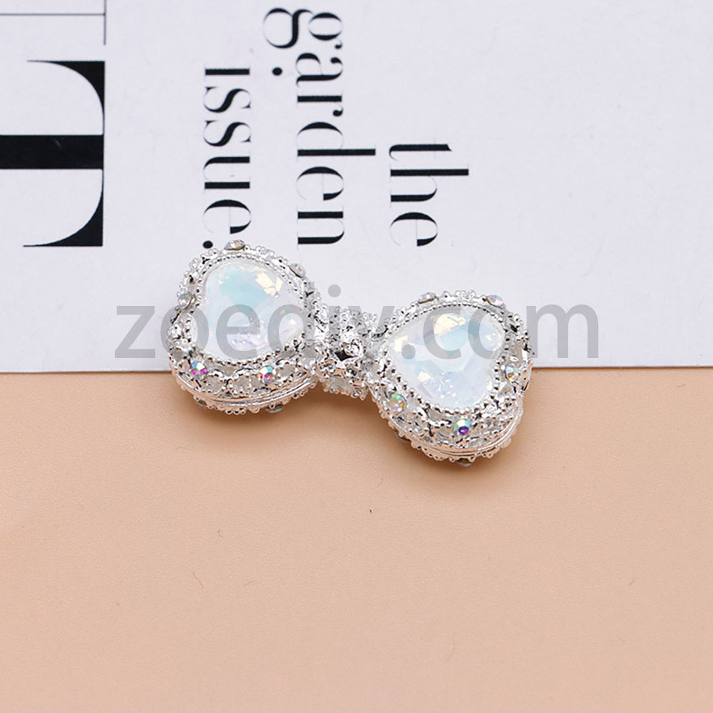 FS4842-Double Heart Bows Beads Fit For Beadable Pens