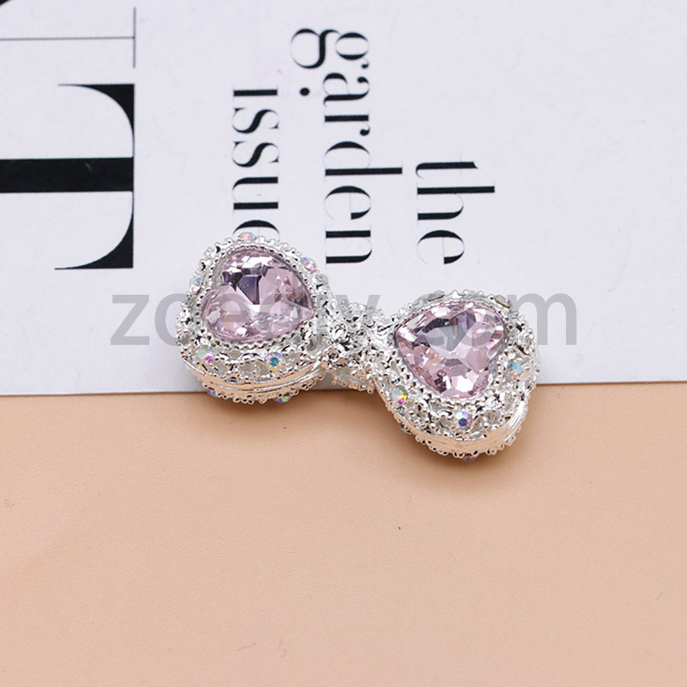 FS4842-Double Heart Bows Beads Fit For Beadable Pens