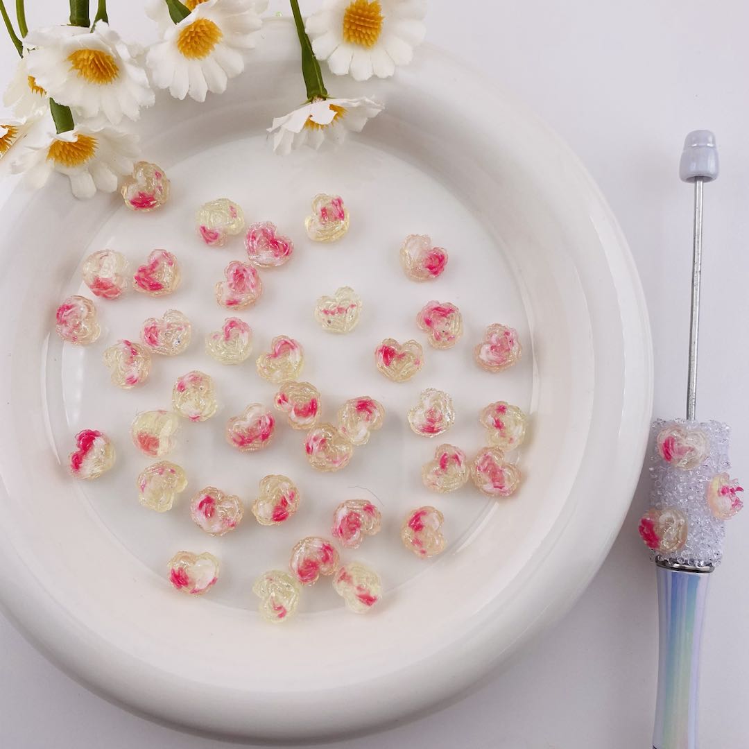 FS102214-About 8×9mm Heart Soft Flower Nail Charms