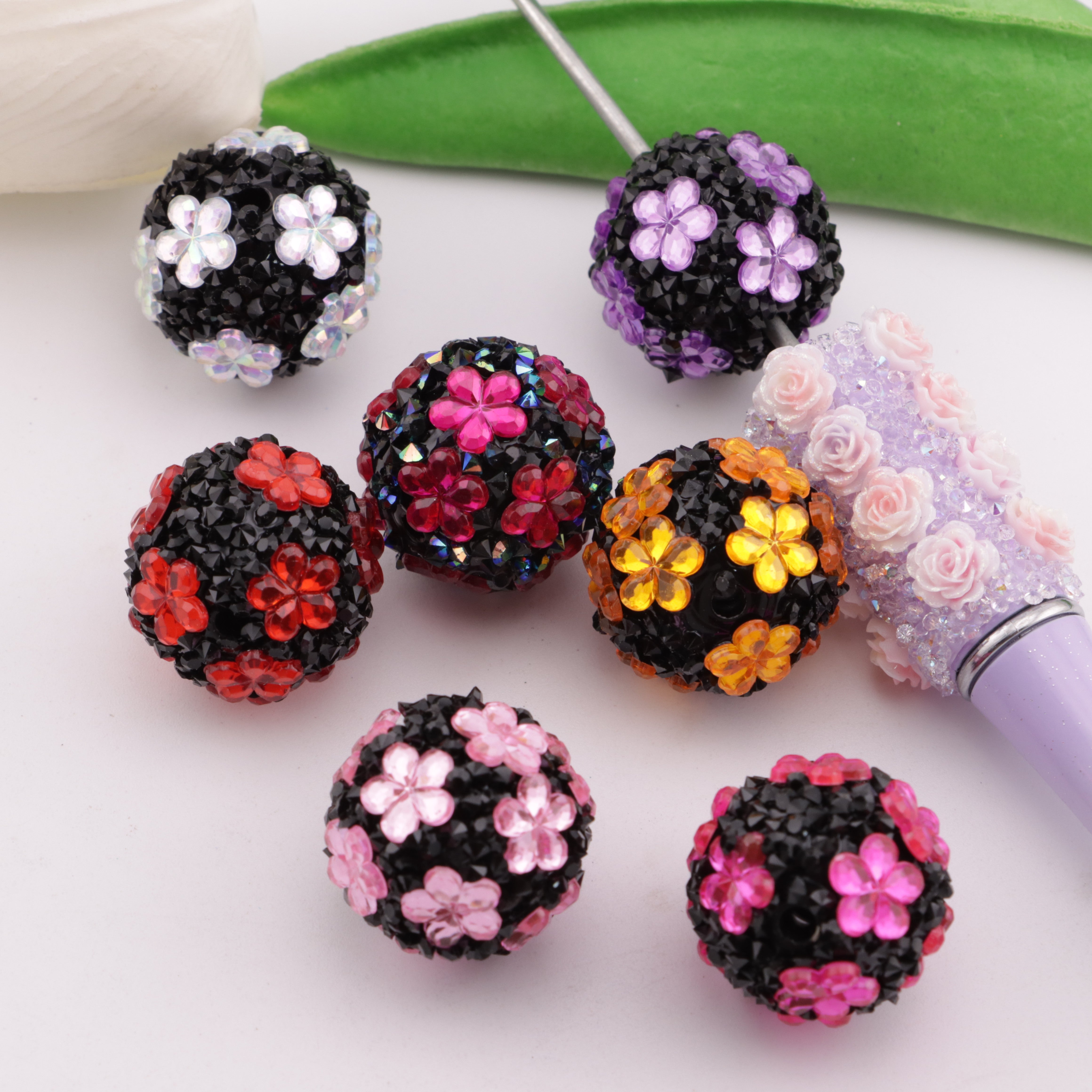 FS5936- 20mm Flower Fancy Beads Fit For Pen Through Pen