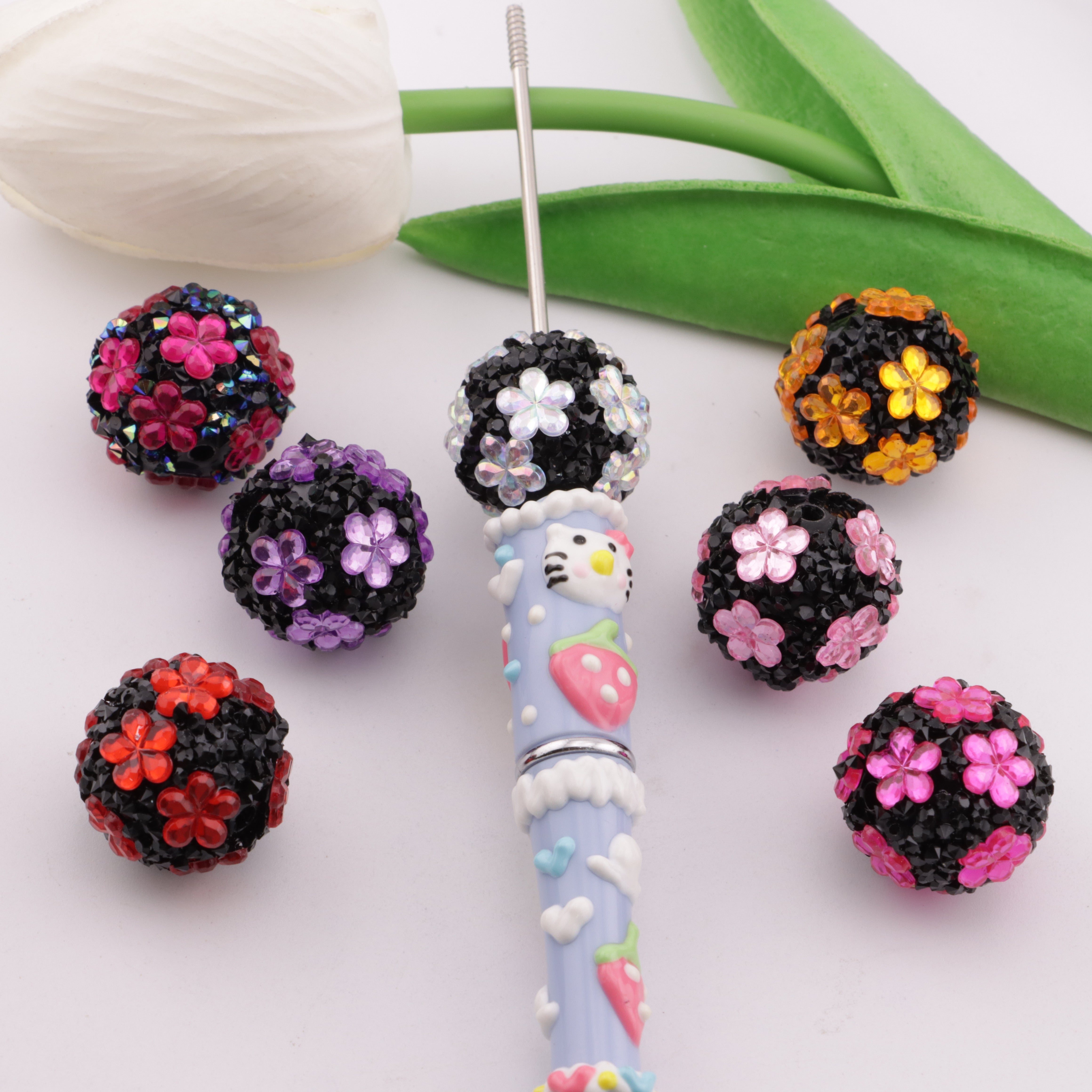 FS5936- 20mm Flower Fancy Beads Fit For Pen Through Pen