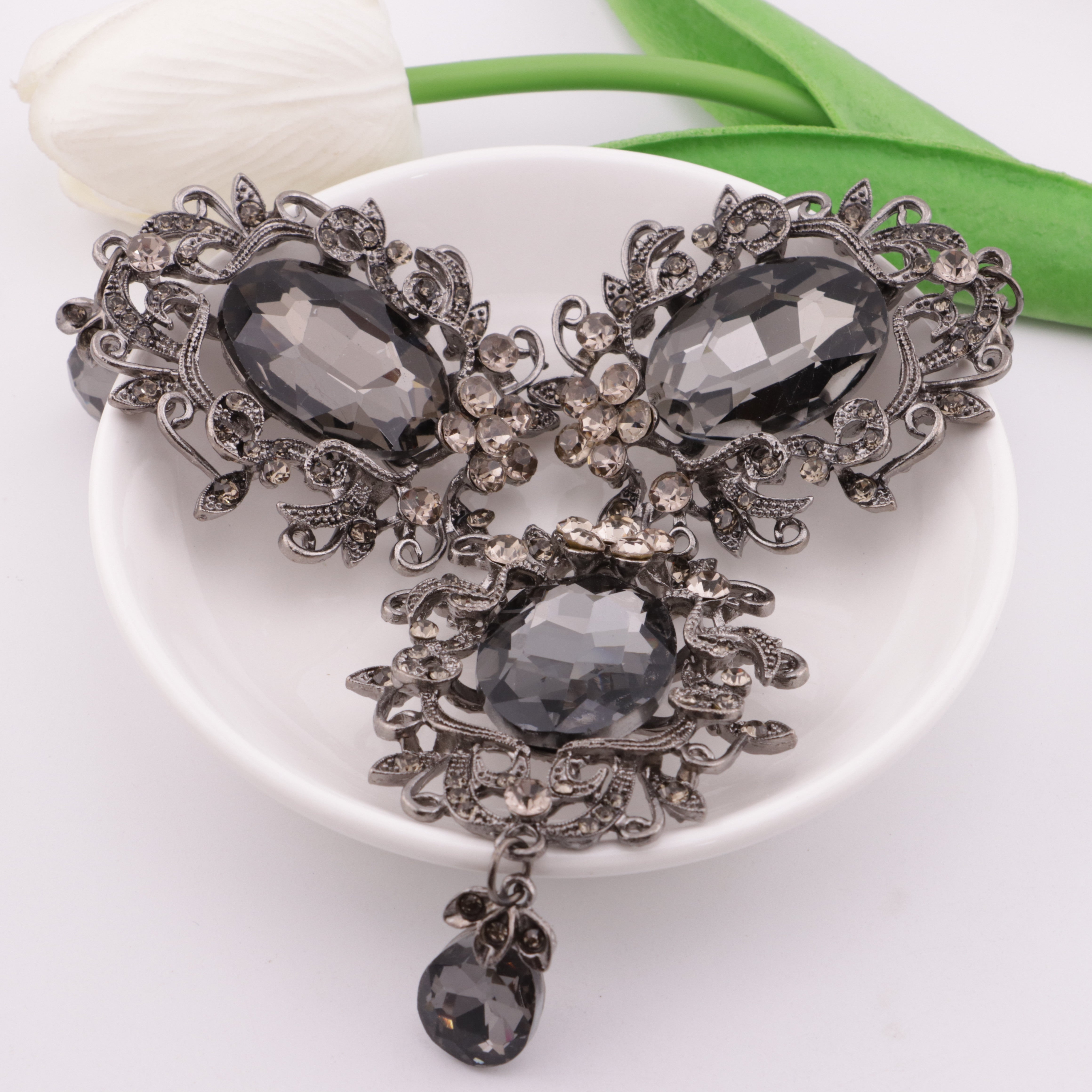 FS5546- 48*82mm Charms Large Oval Waterdrop Diamond Pendant Metal Patch