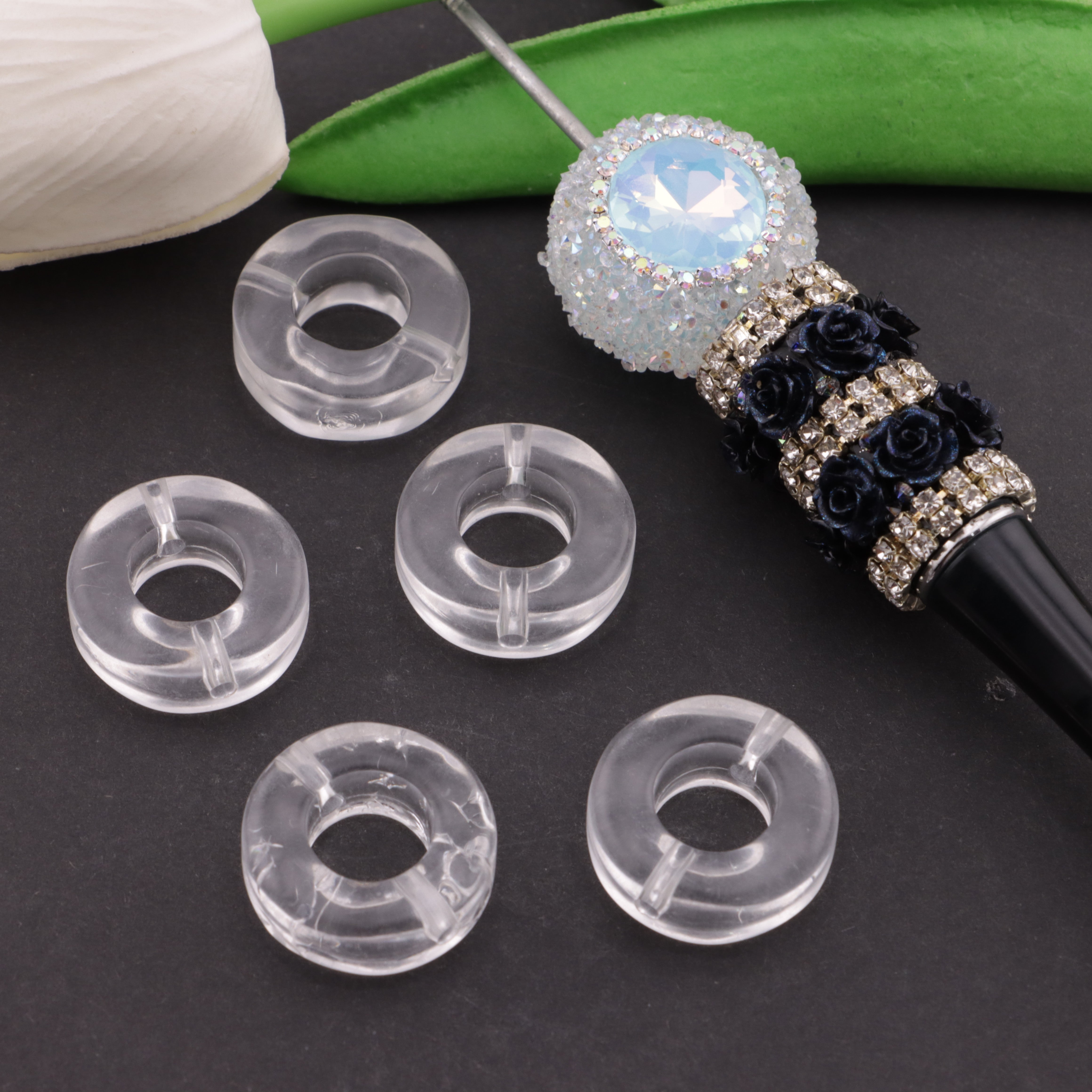 FS0837-21MM Transparent Circular Ring Acrylic Beads Fit For Beadable Pens