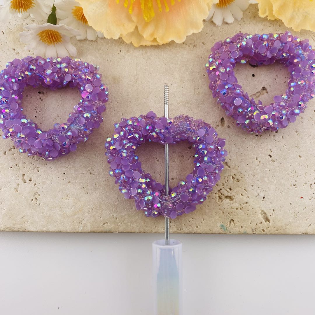 FS19732-About 40*46mm Hollow Glitter Heart Beads