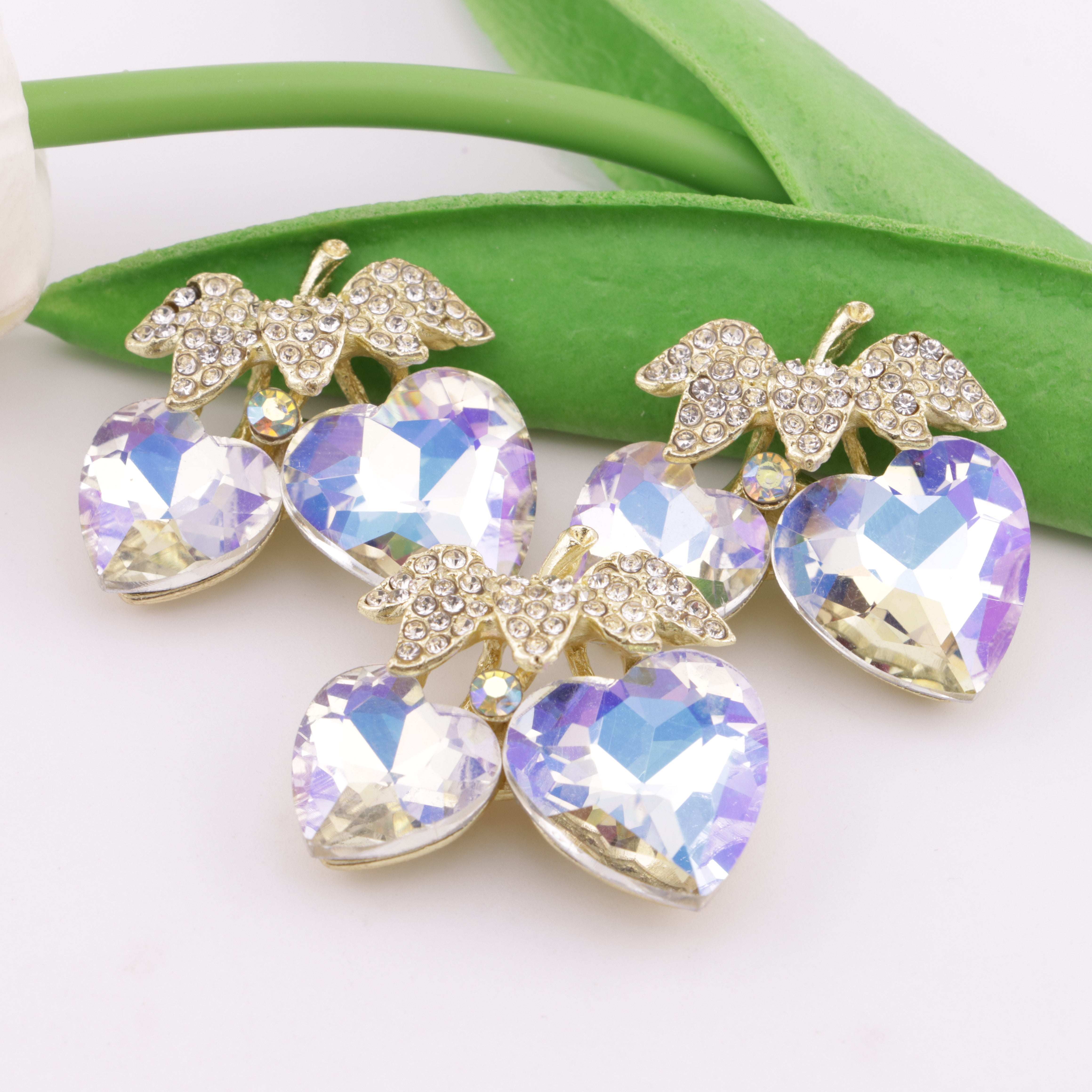 FS5967- 27*31mm Love Double Peach Charms Heart-Shaped Double Peach Patches