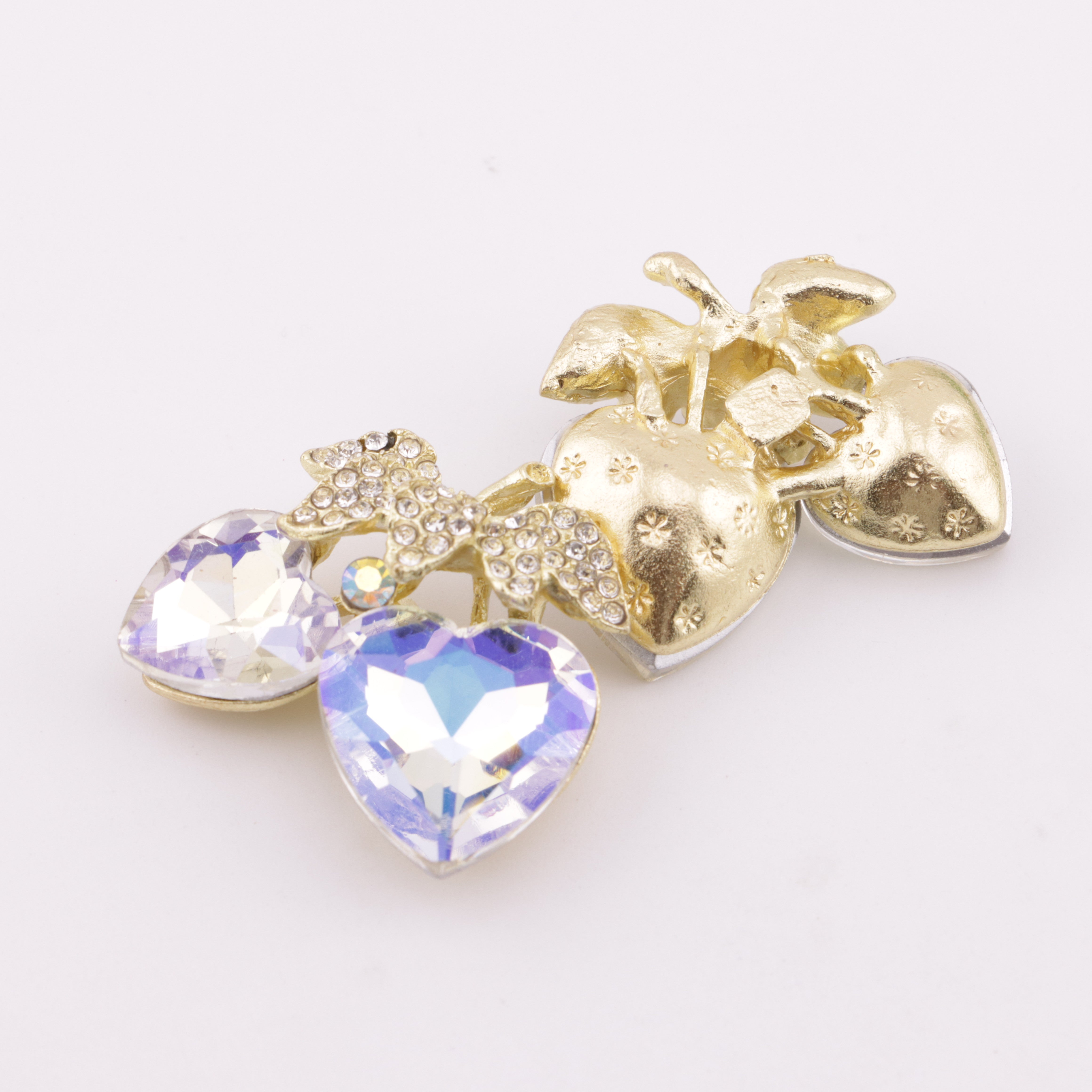 FS5967- 27*31mm Love Double Peach Charms Heart-Shaped Double Peach Patches