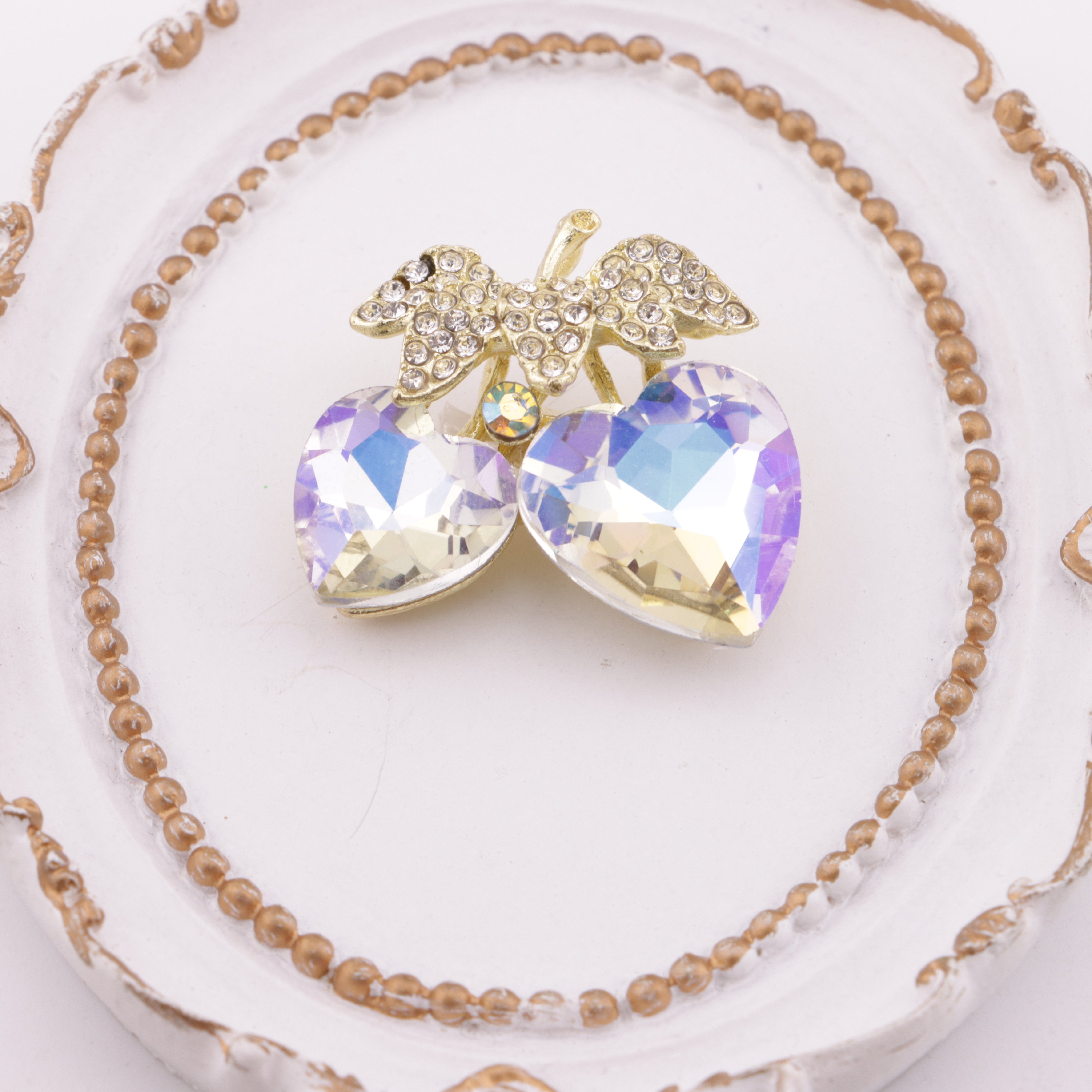 FS5967- 27*31mm Love Double Peach Charms Heart-Shaped Double Peach Patches