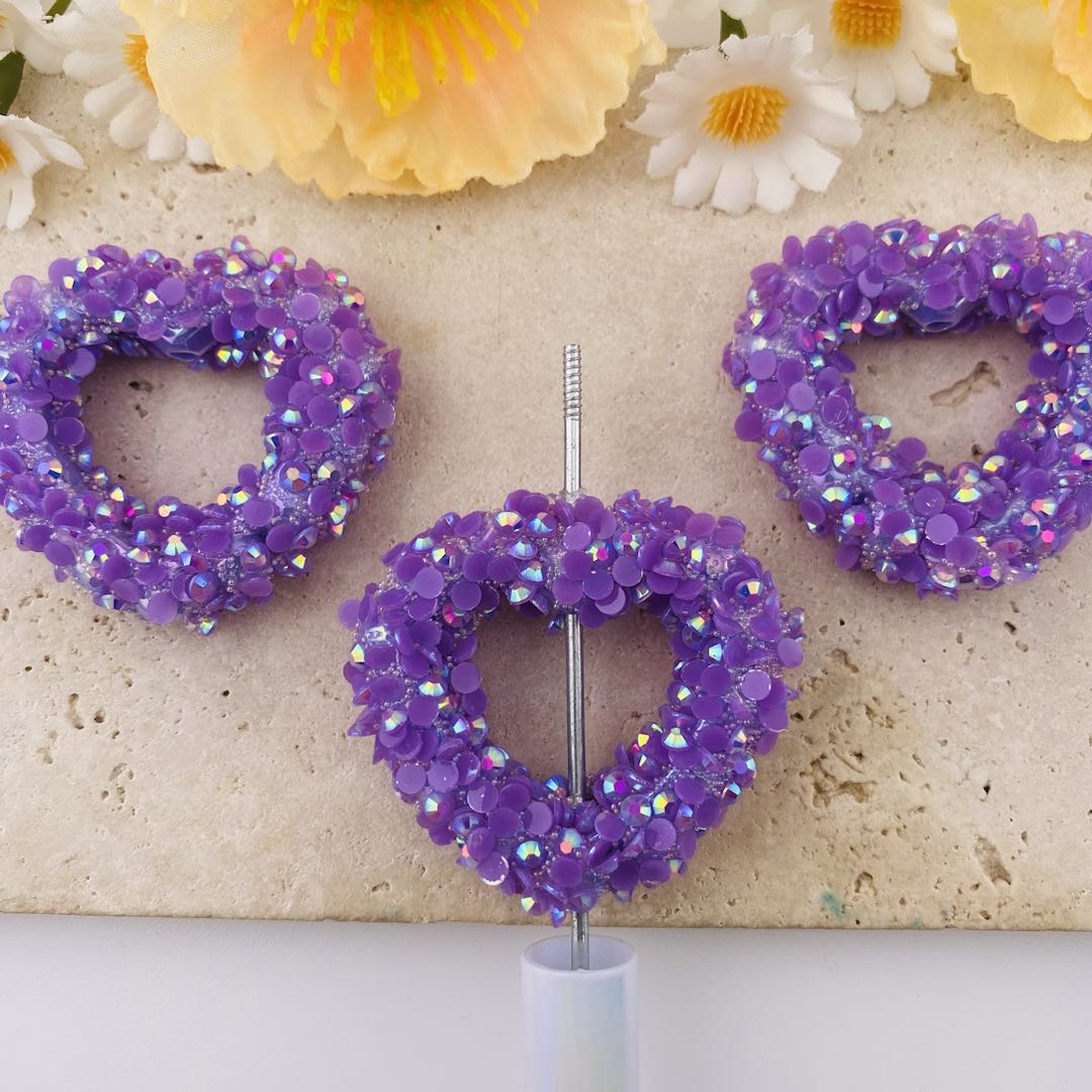 FS19732-About 40*46mm Hollow Glitter Heart Beads