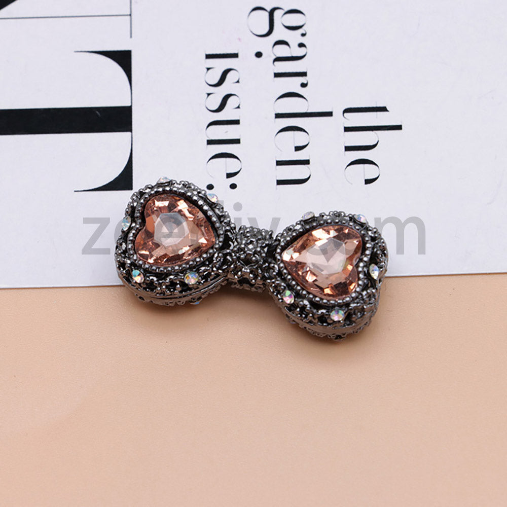 FS4842-Double Heart Bows Beads Fit For Beadable Pens