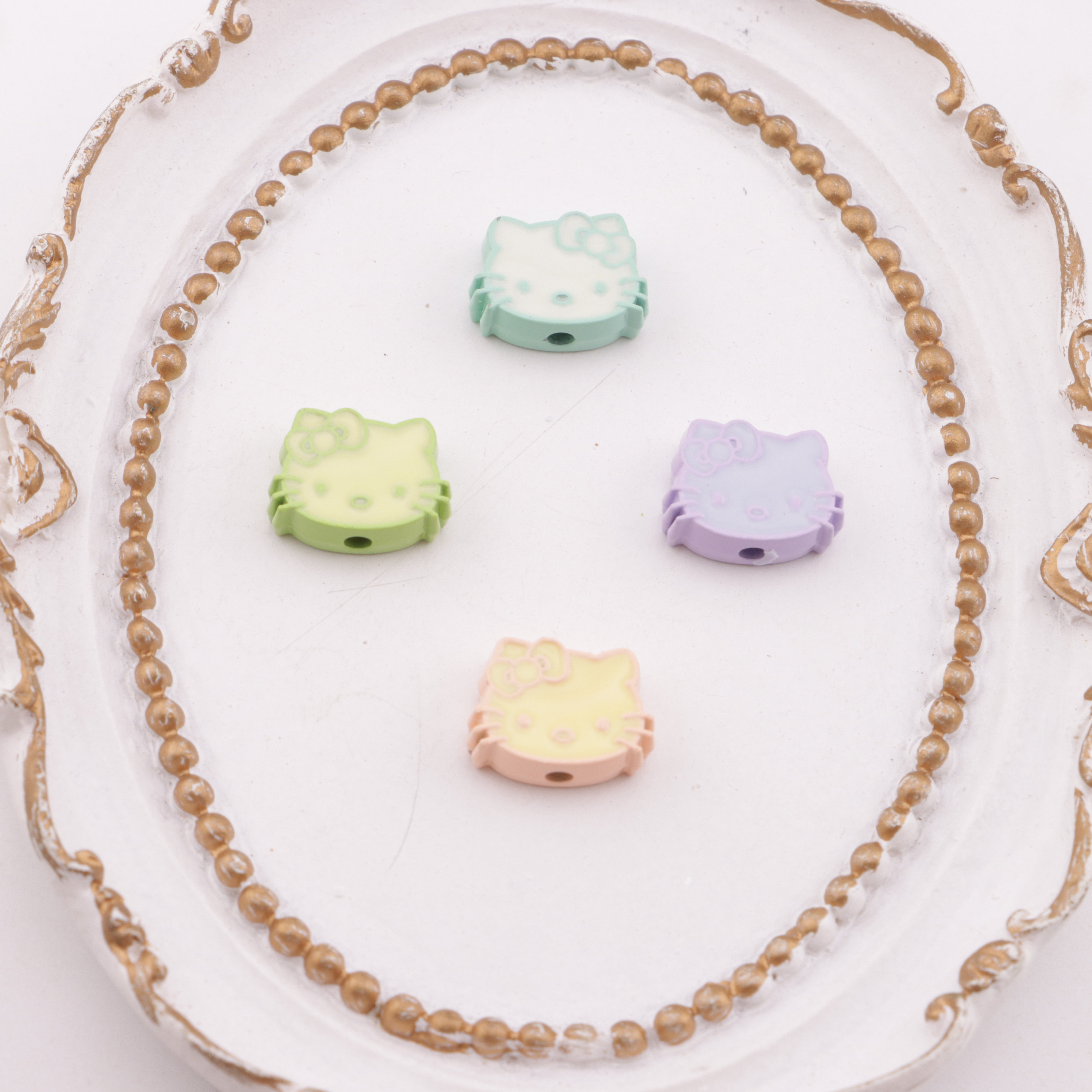 FS5869- Hk Head Metal Beads Kitty Head Dripping Oil Metal Beads