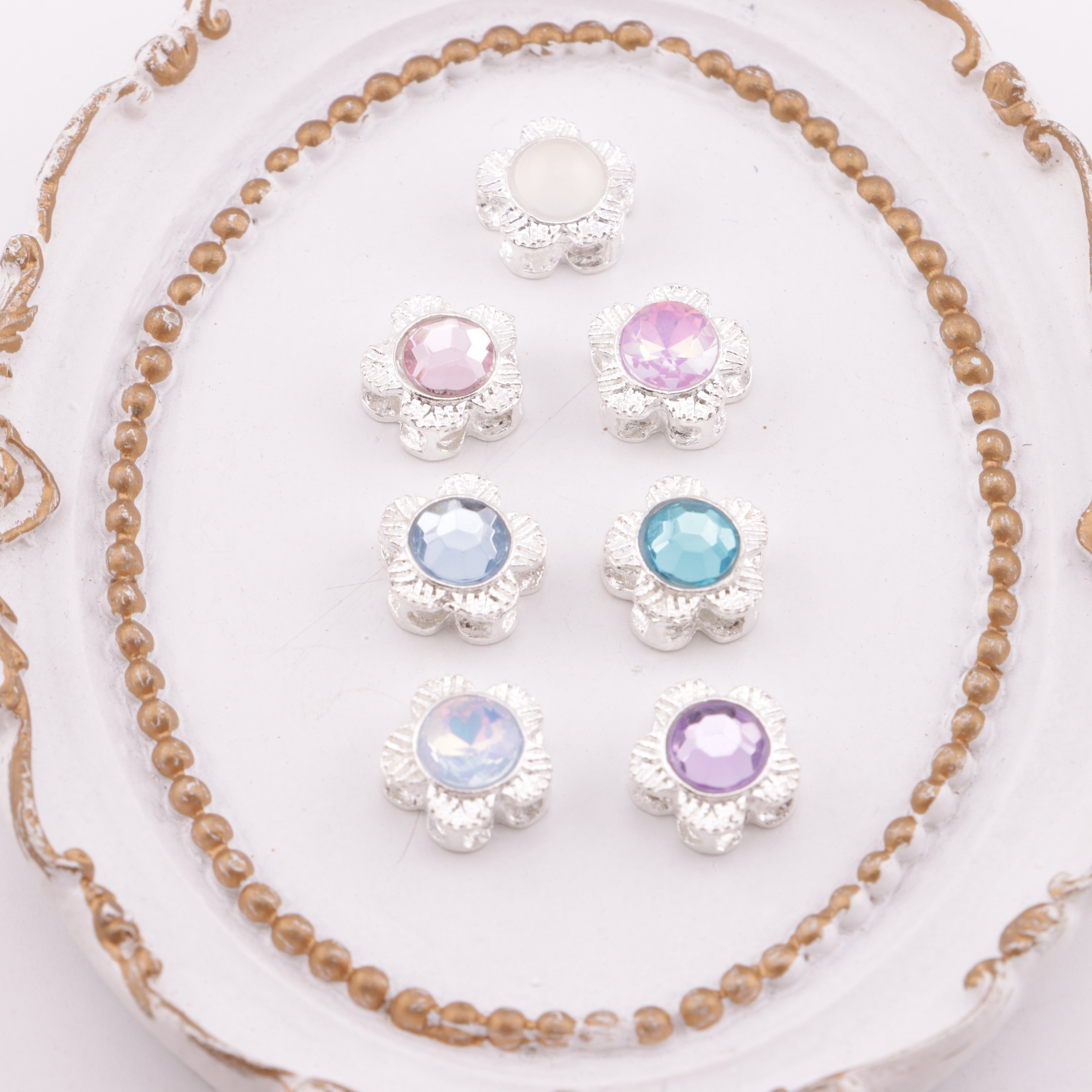 FS5514- 10mm Five - Petal Metal Beads Five - Petal Plum Blossom Metal Four - Way Beads