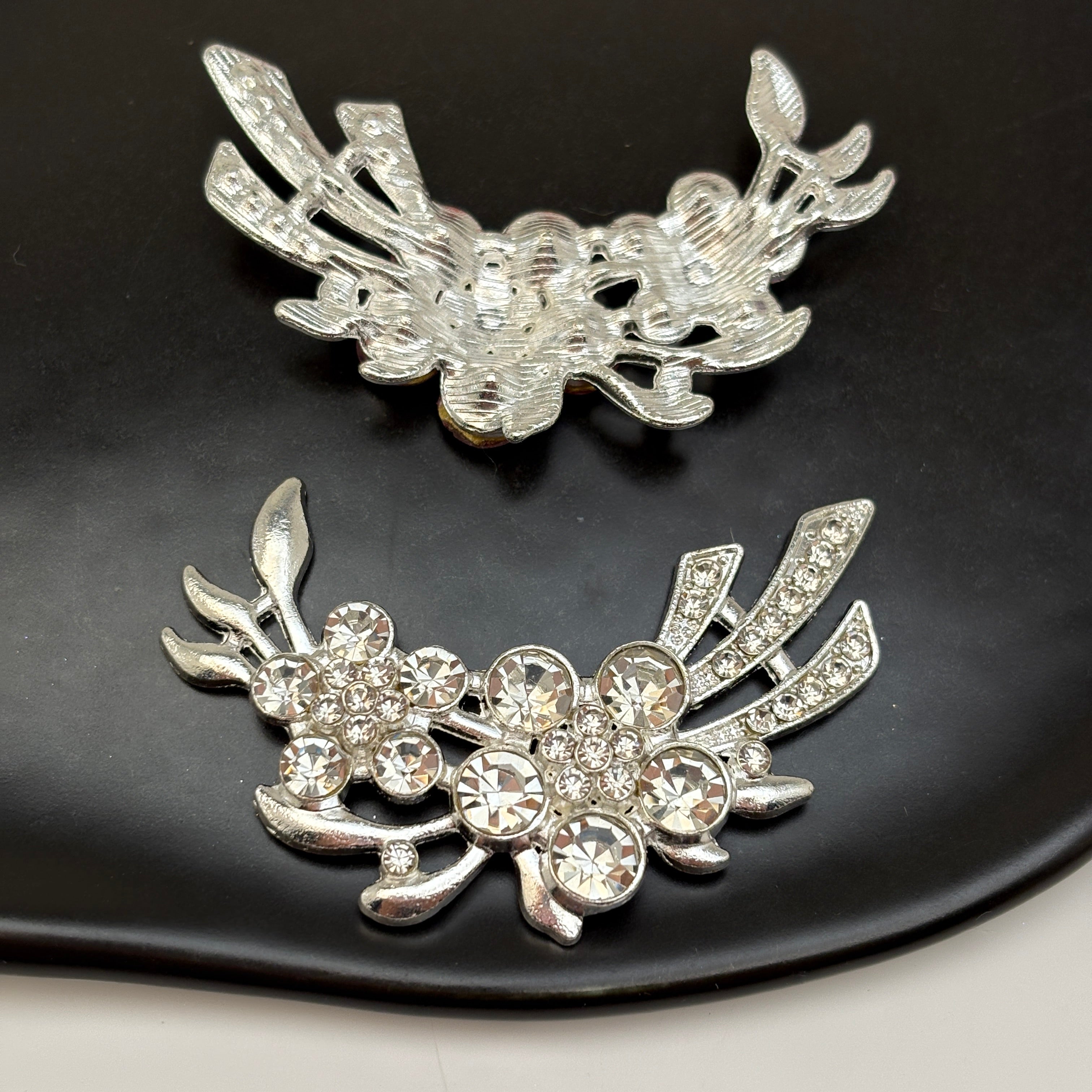 FS5428- 53*35Mm 2 Flower Metal Charms Double Flower Metal Patches