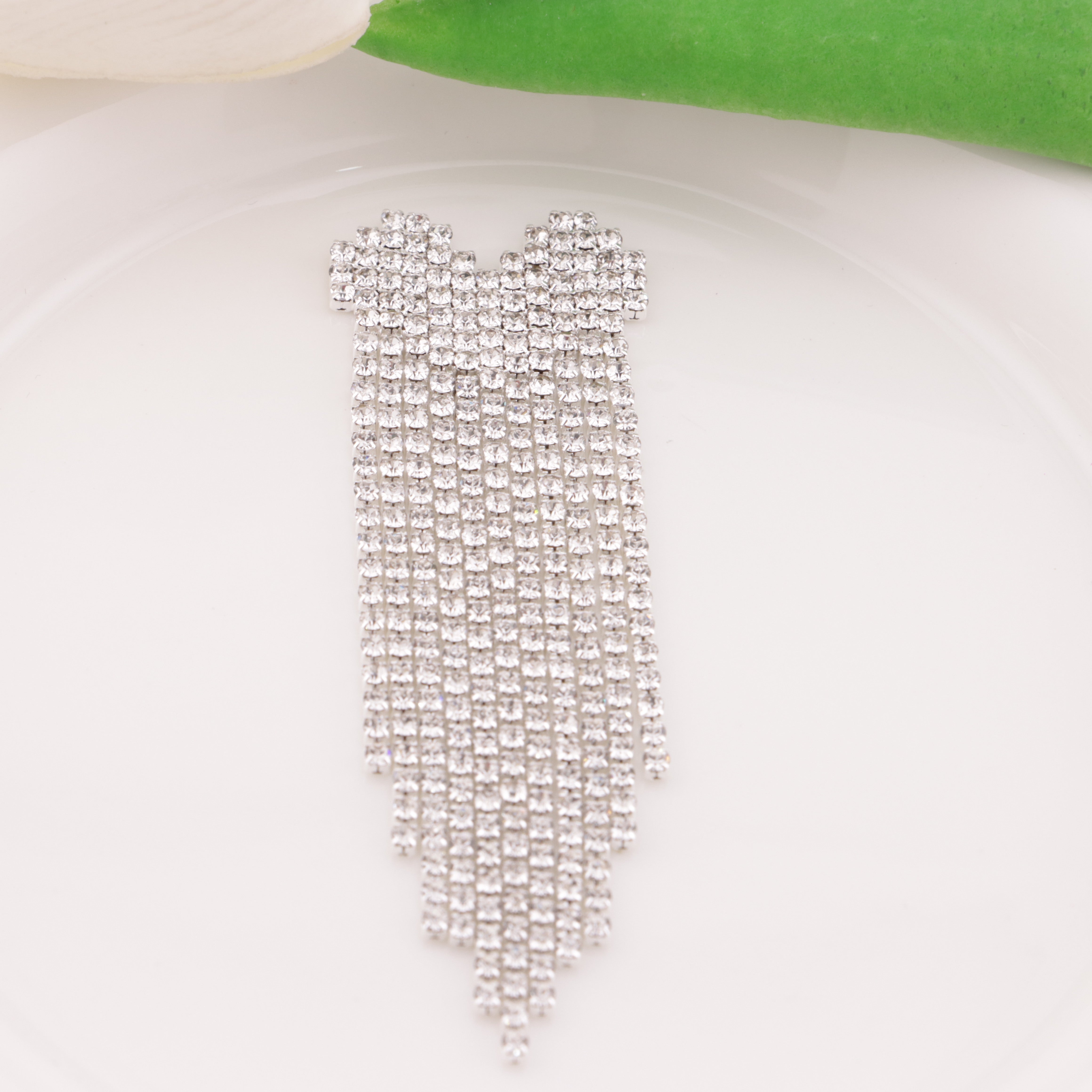 FS6006- About 26*82mm Heart Rhinestone Fringe
