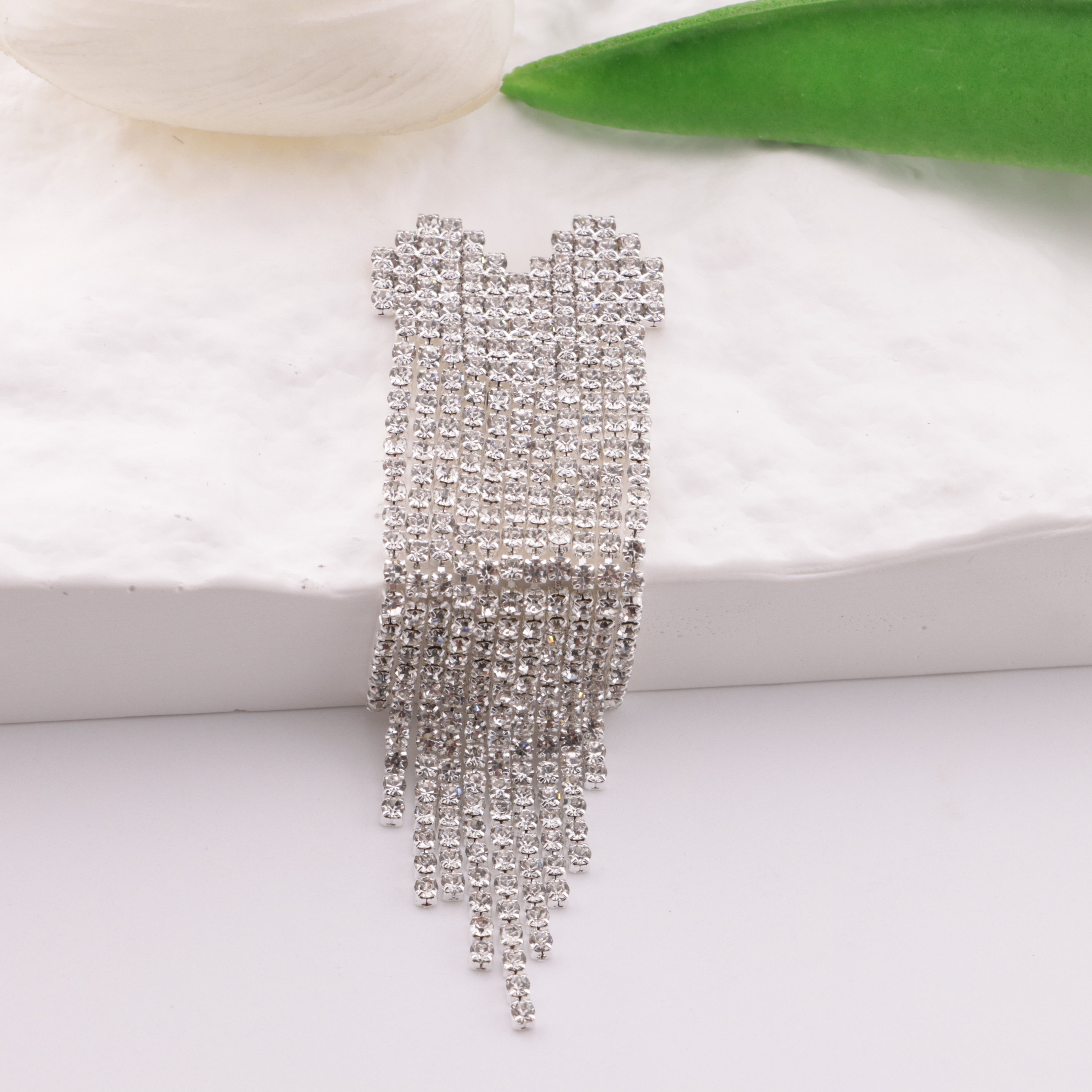 FS6006- About 26*82mm Heart Rhinestone Fringe