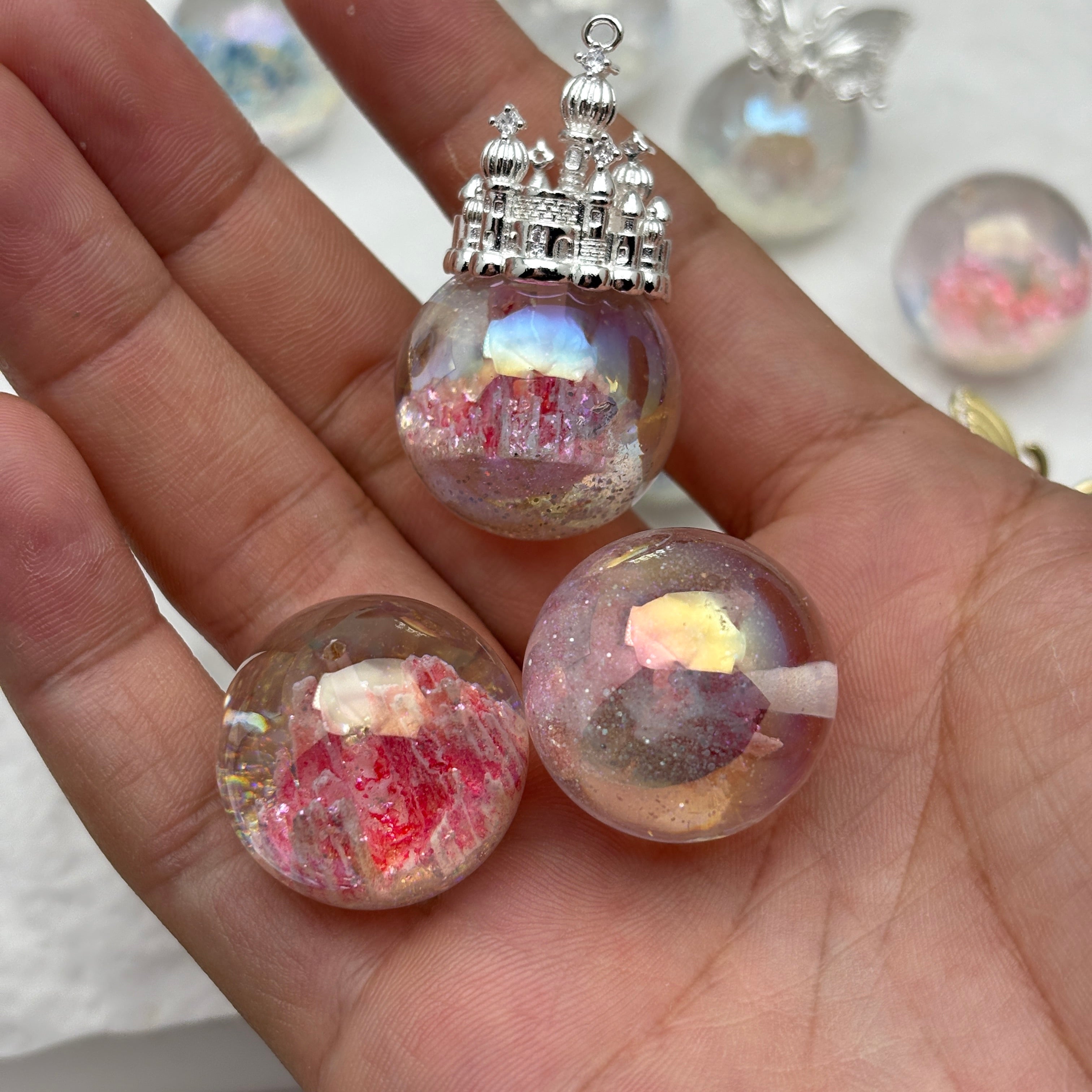 FS5453- 25mm New UV Half Hole Castle Beads For Pendent