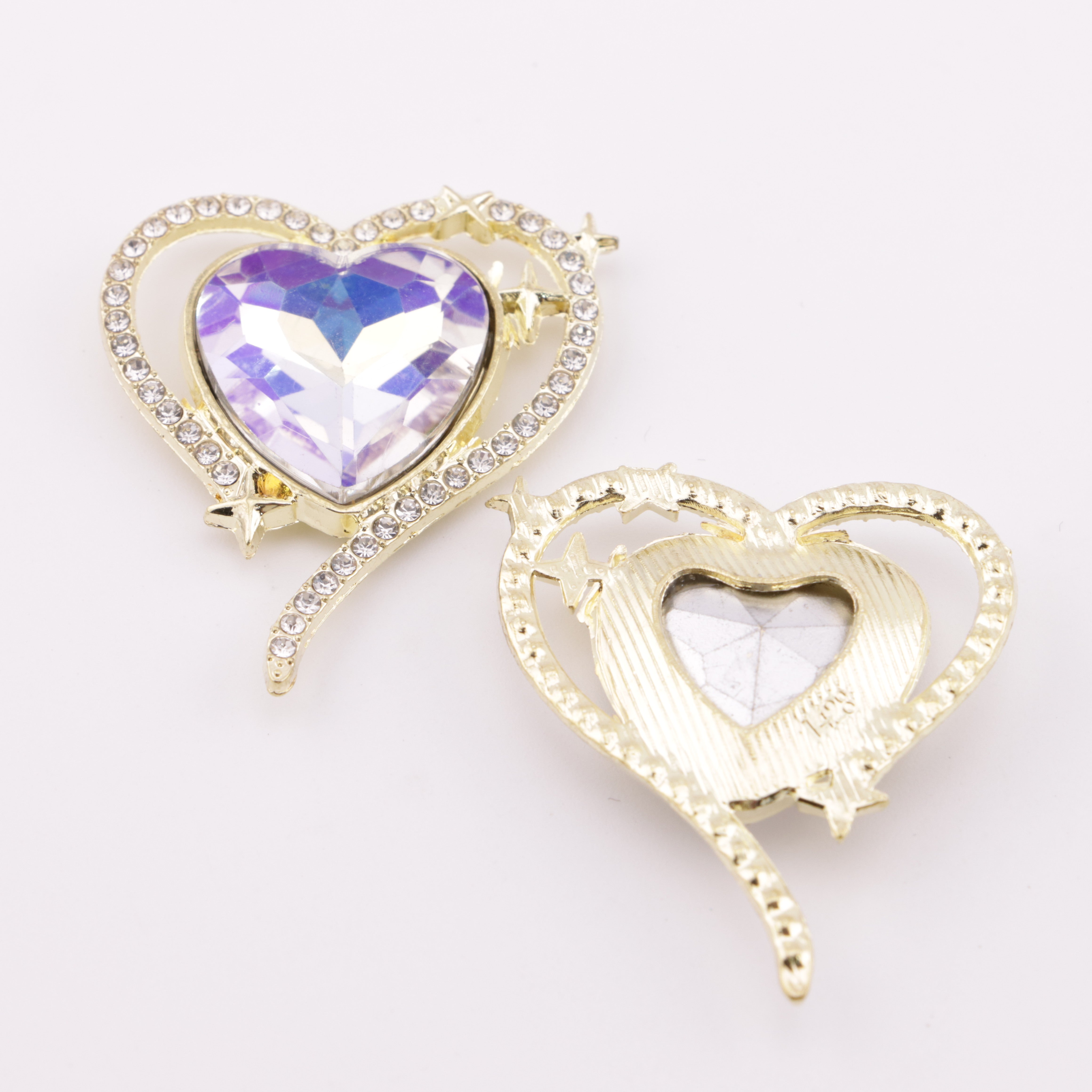 FS5307- Alloy Heart-Shaped Diamond-Embedded Metal Patch
