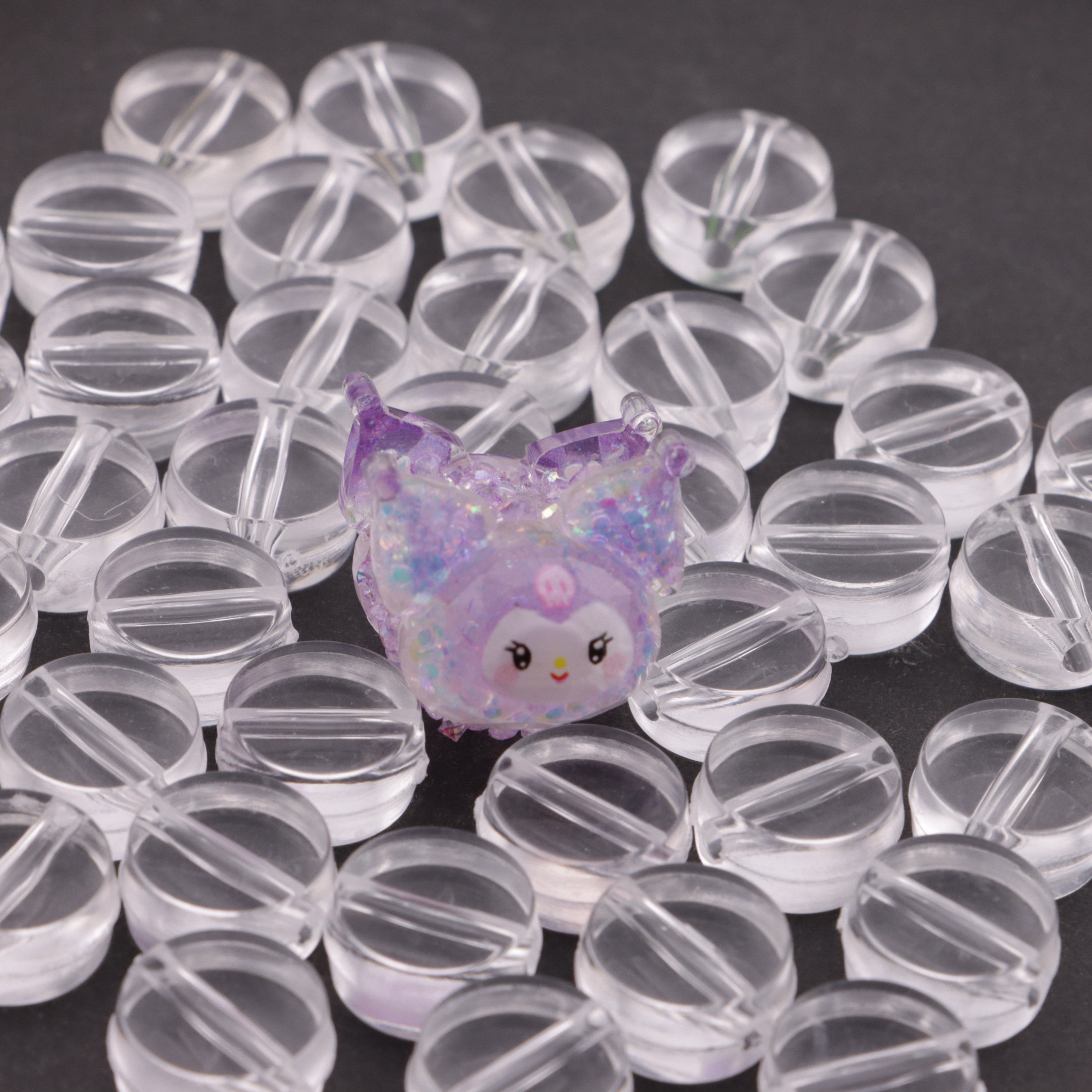 FS0659- 13MM Clear Round Plate Based Beads Fit For Beadable Pens