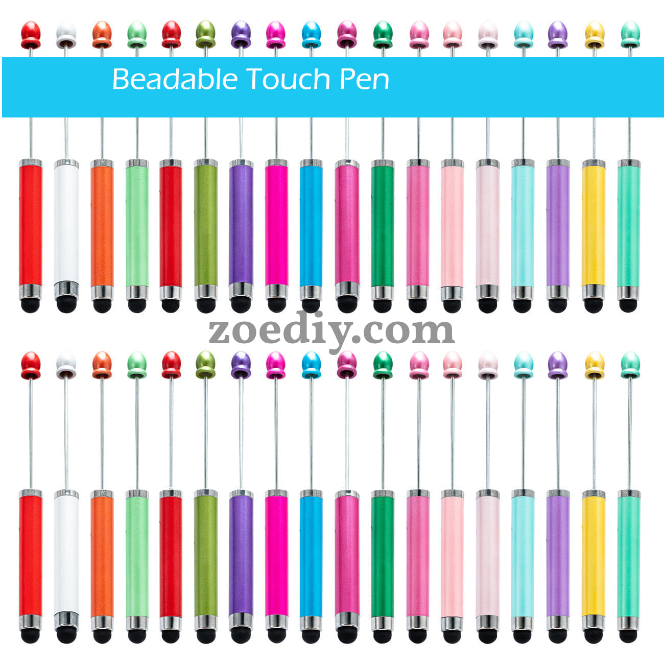 FS2413- New Style Plastic Beadable DIY Stylus Pen for iPhone, iPad, Tablets and All Touch Screen Devices