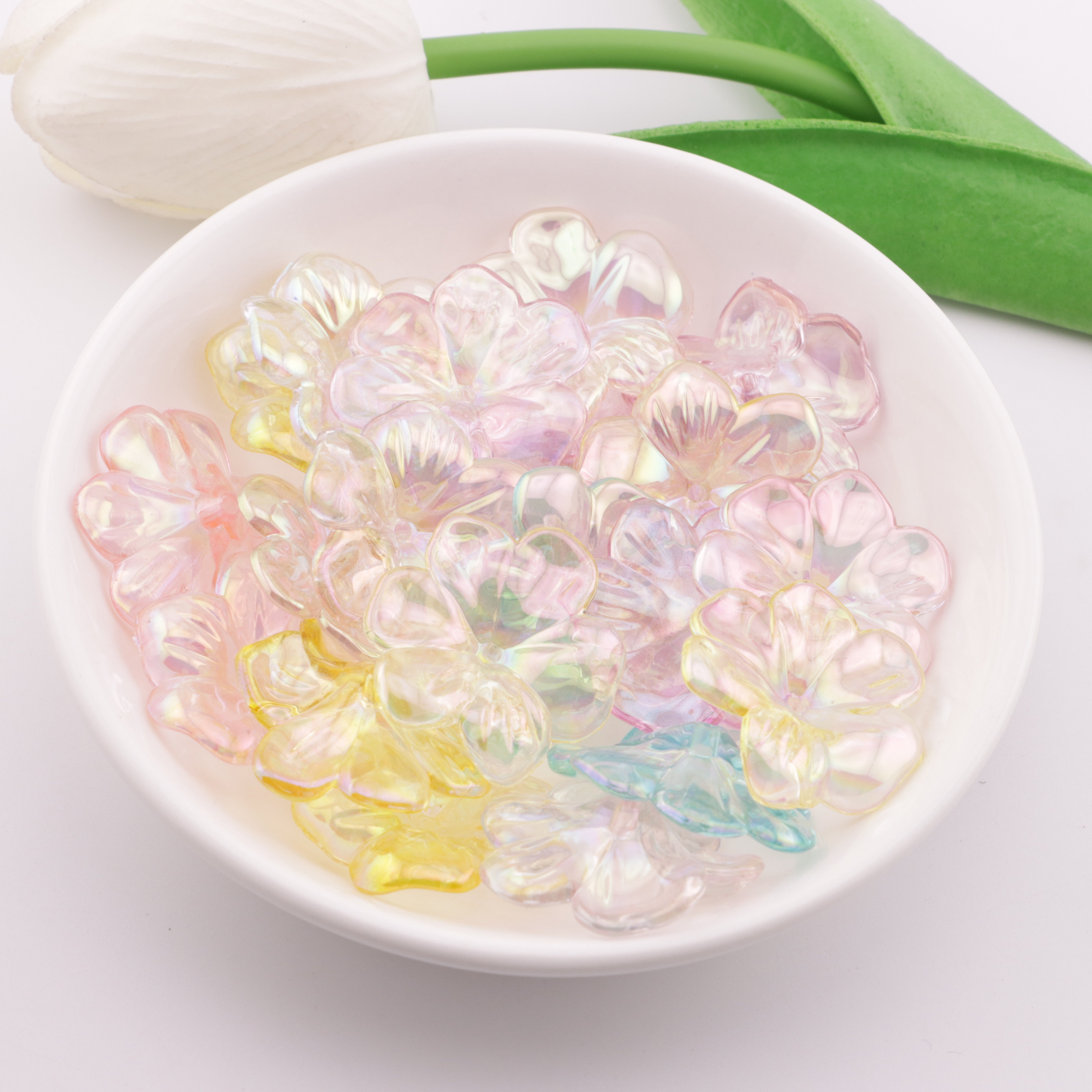 FS6039- Uv Electroplated Lotus Leaf Acrylic Beads