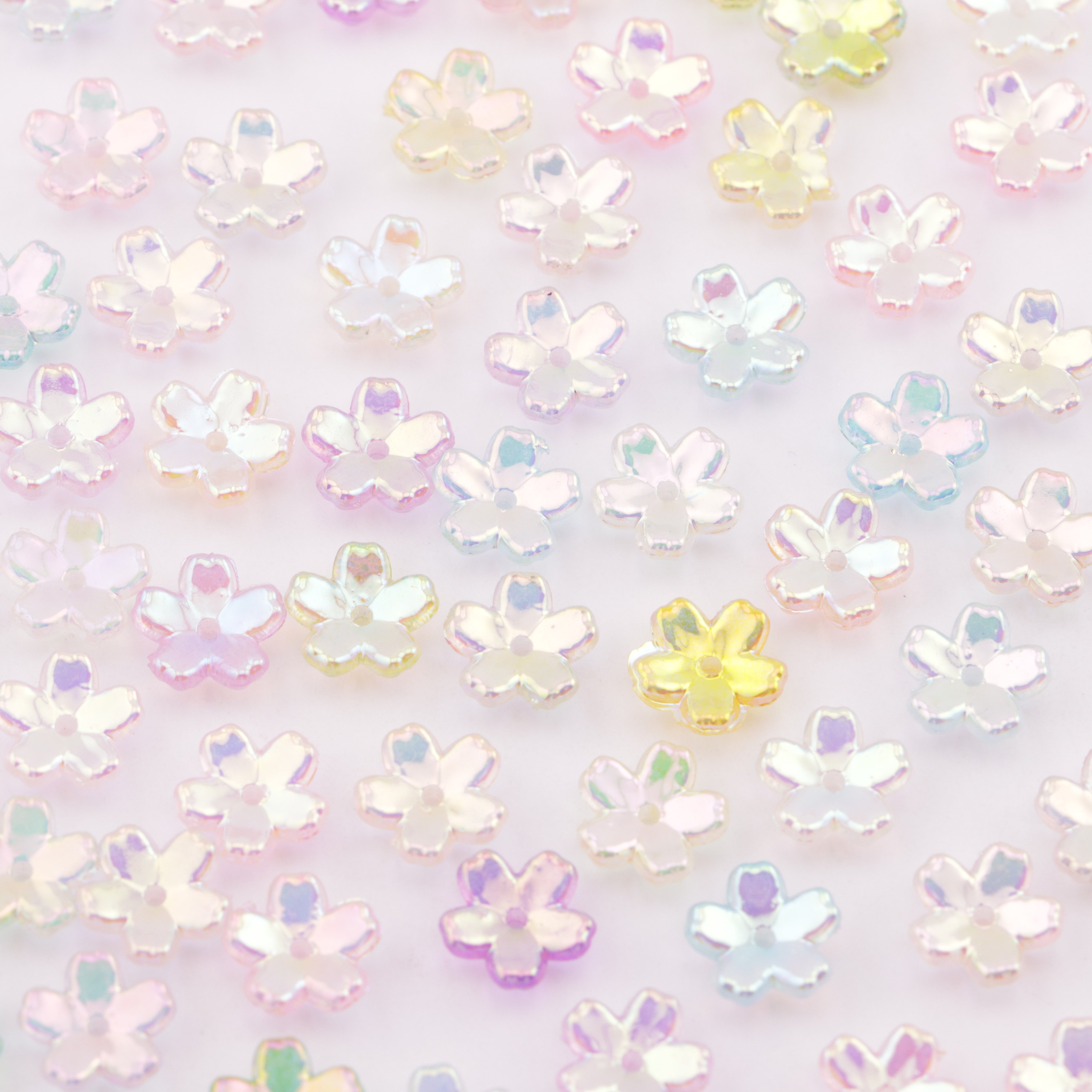 FS6041- Approximately 8Mm Transparent Glow-In-The-Dark UV Electroplated Cherry Blossom Acrylic