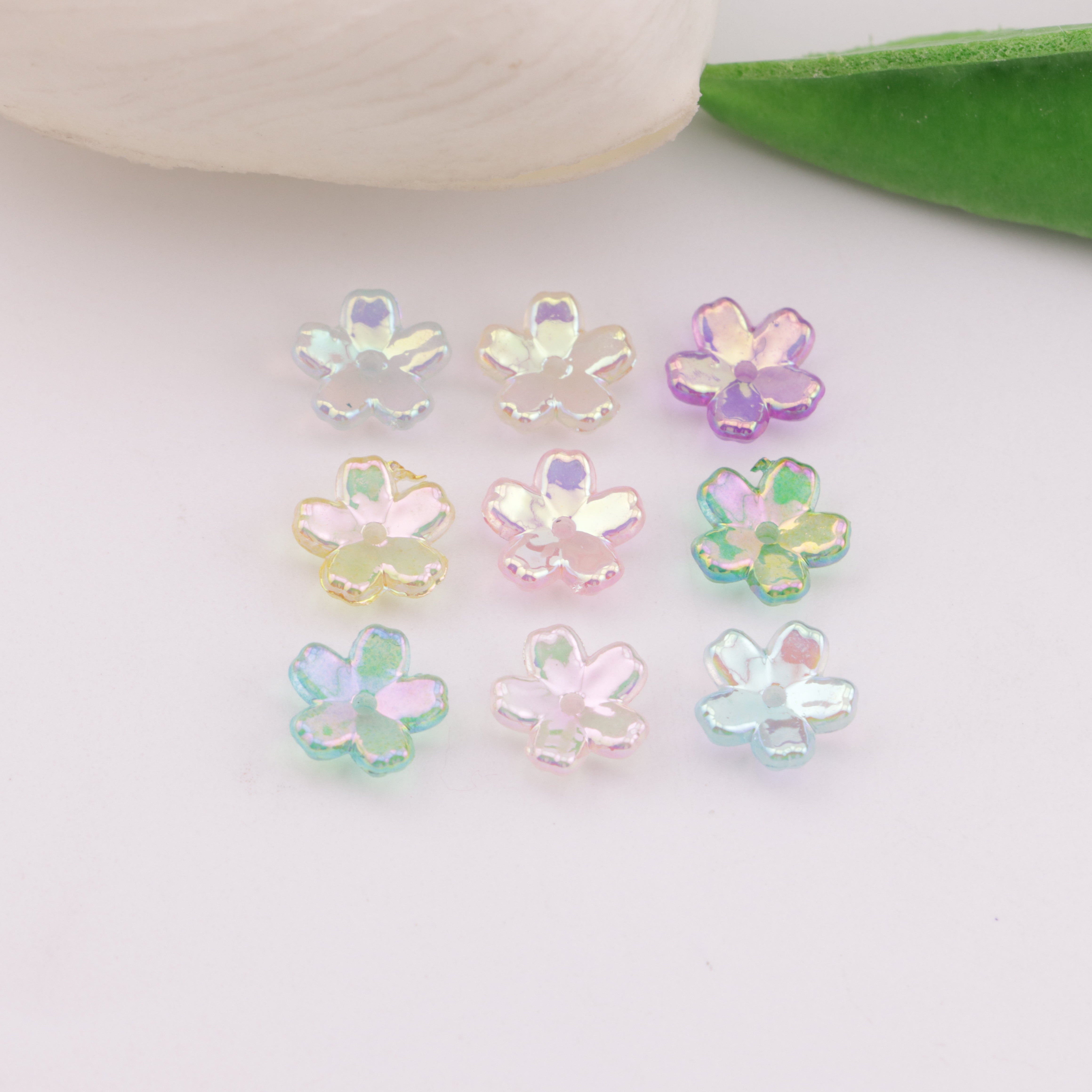 FS6041- Approximately 8Mm Transparent Glow-In-The-Dark UV Electroplated Cherry Blossom Acrylic