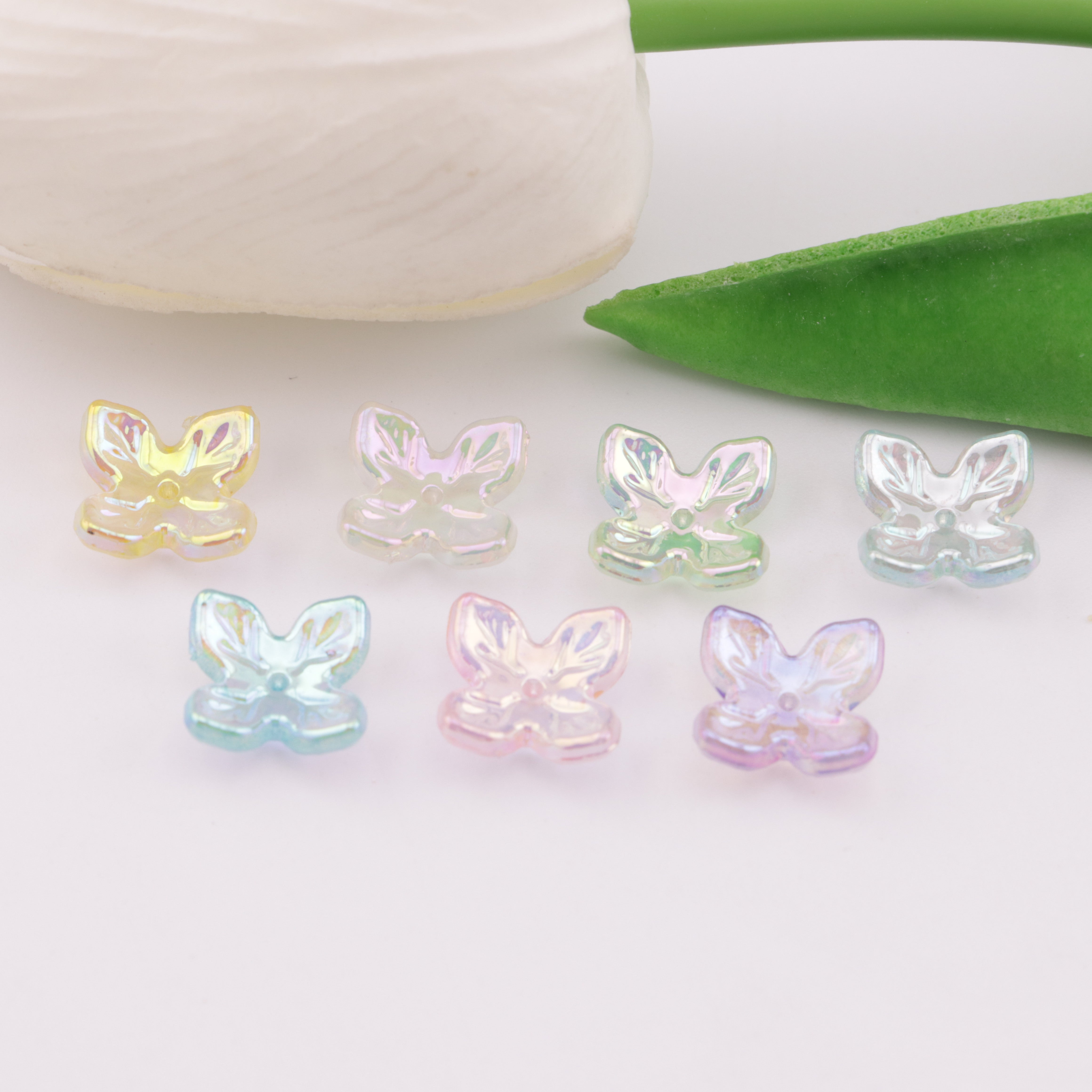 FS6042- Approximately 15mm Acrylic Electroplated Glow-In-The-Dark Flowers