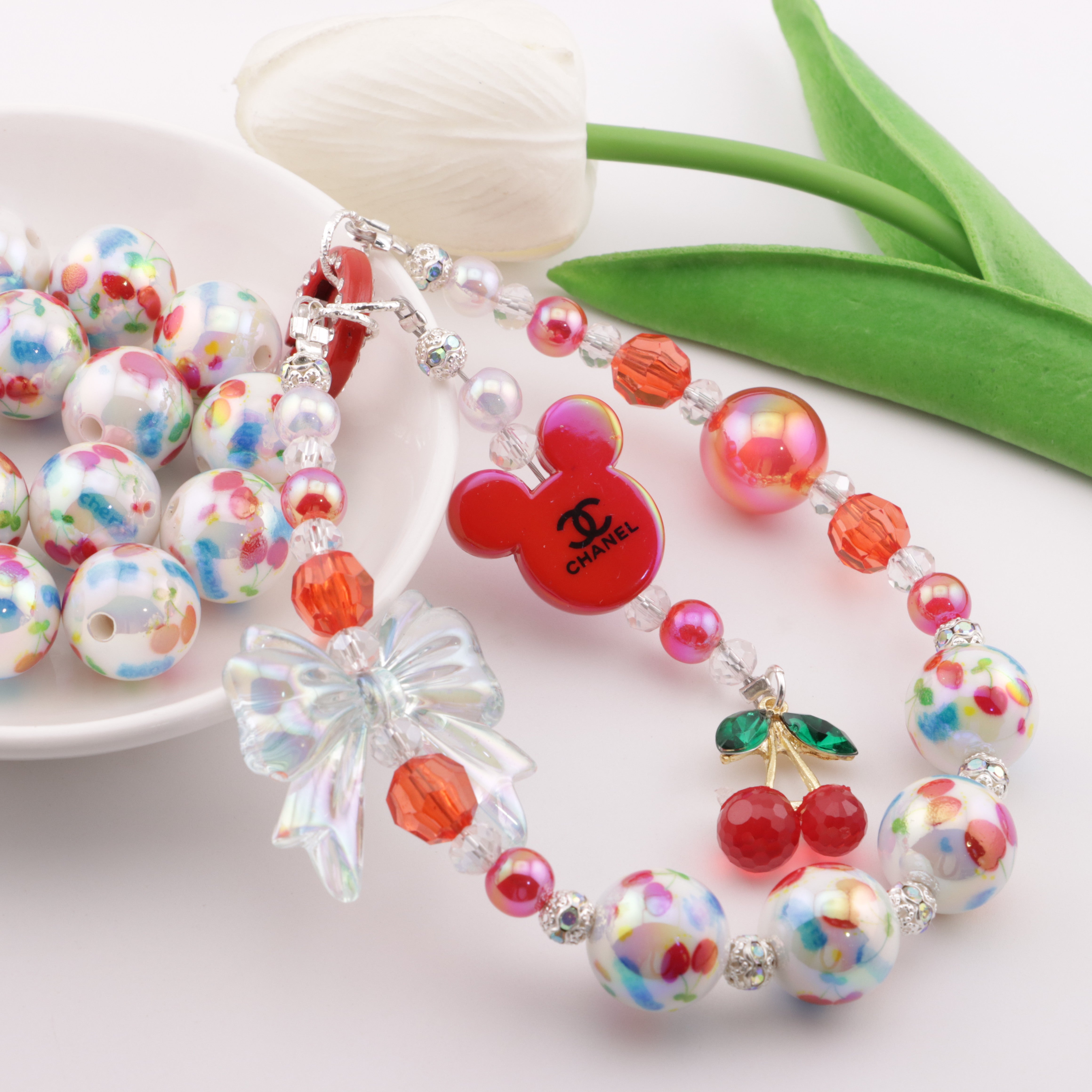 FS0421- 16mm Cherry Printed Beads