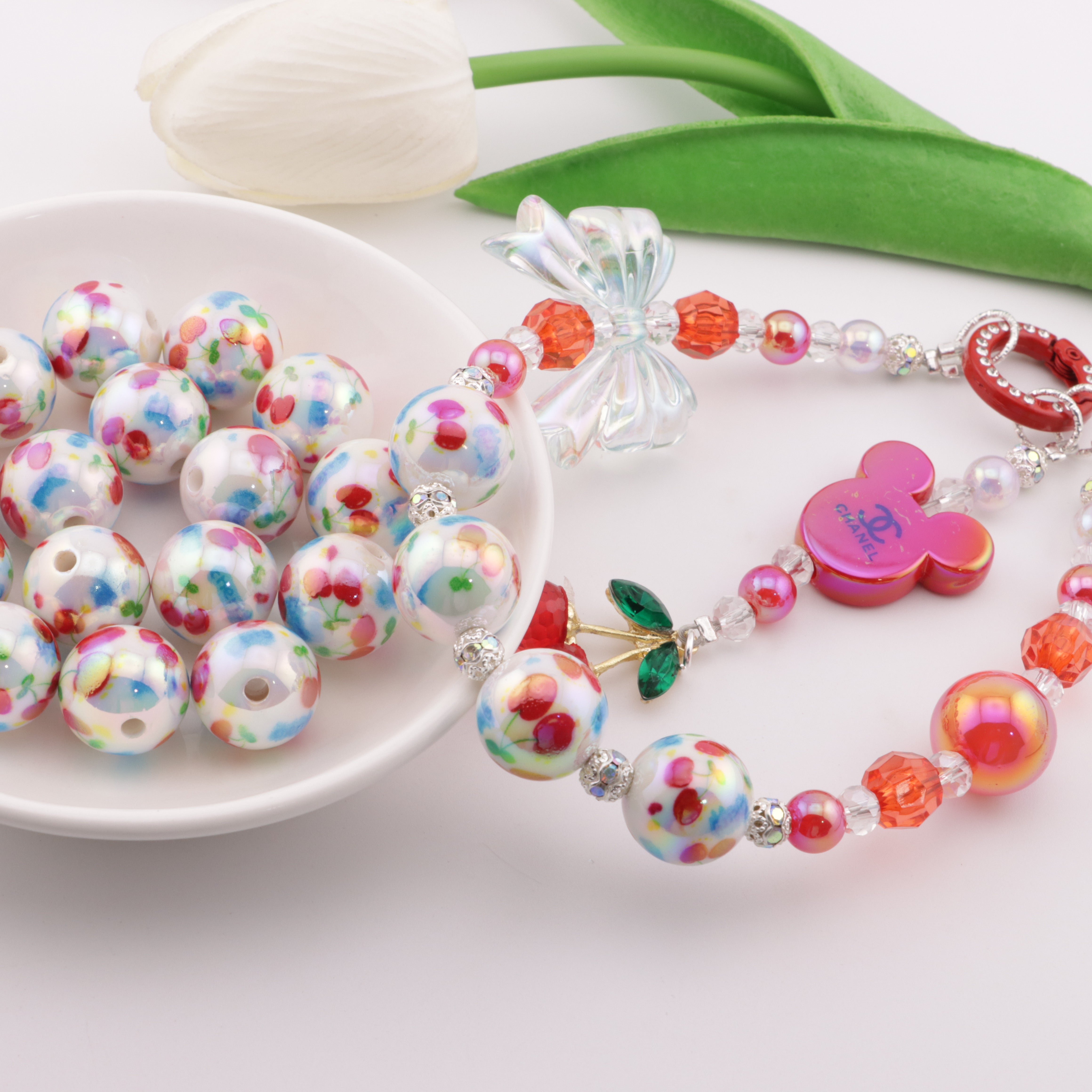 FS0421- 16mm Cherry Printed Beads