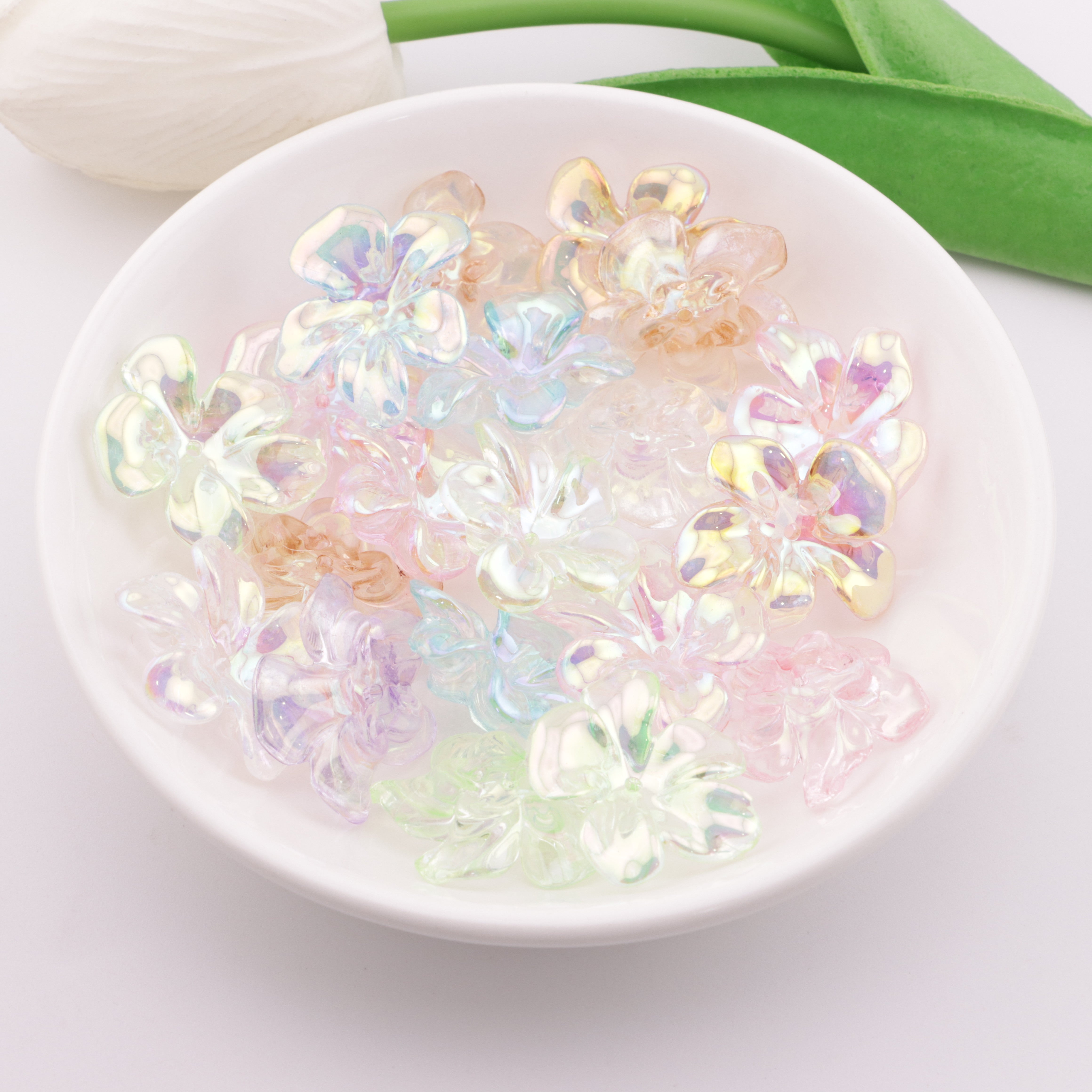 FS6046- Transparent Electroplated Flower Acrylic With Holes