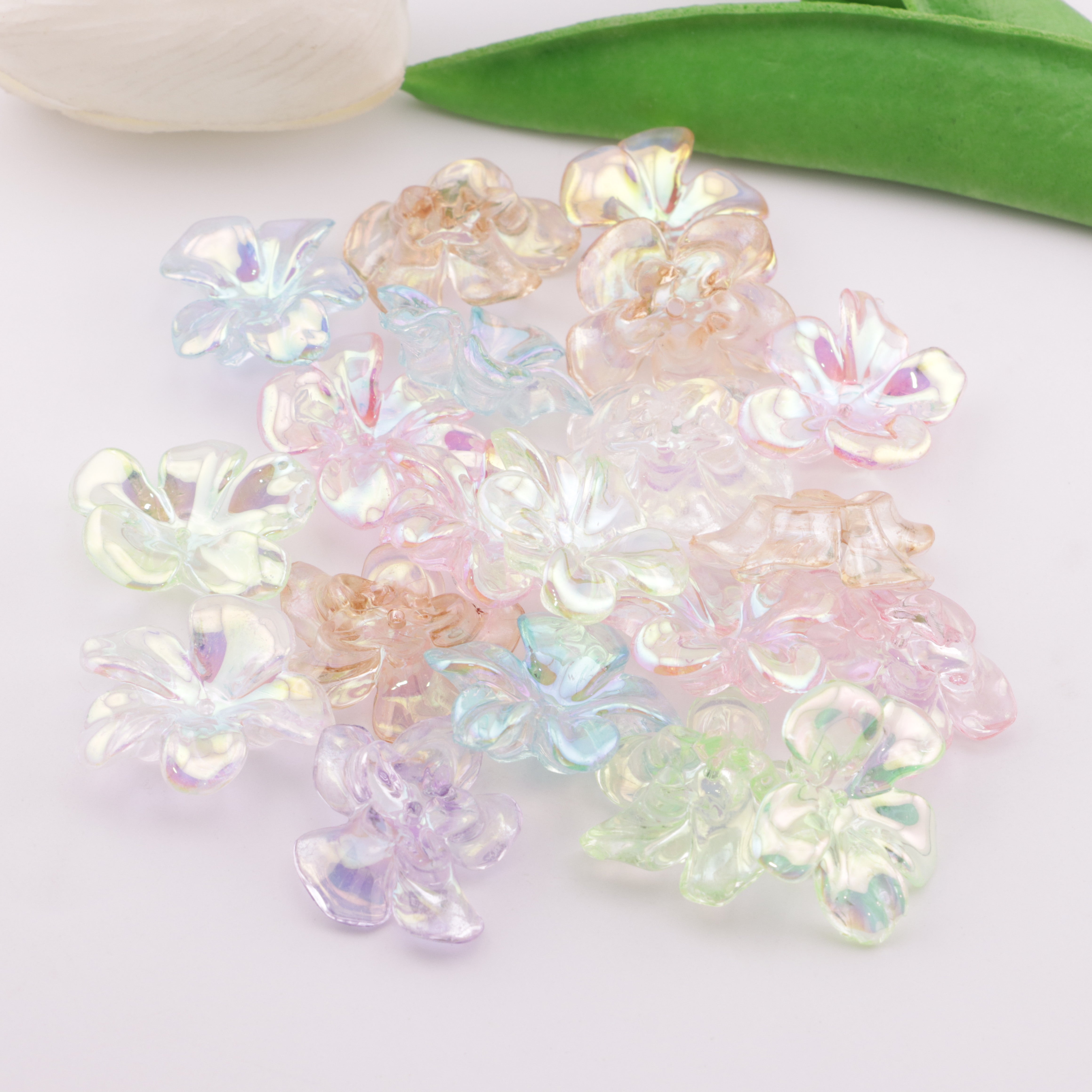 FS6046- Transparent Electroplated Flower Acrylic With Holes