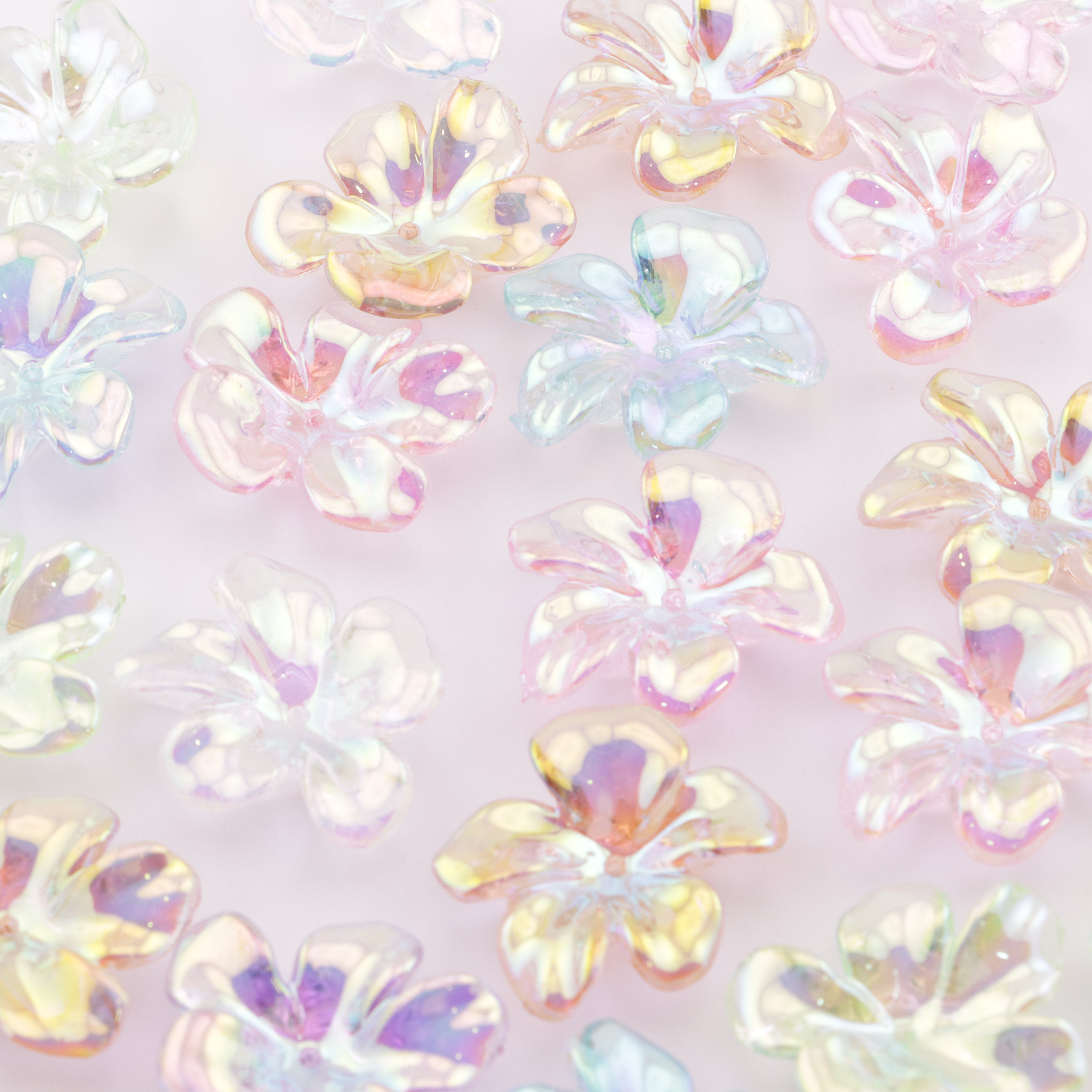 FS6046- Transparent Electroplated Flower Acrylic With Holes