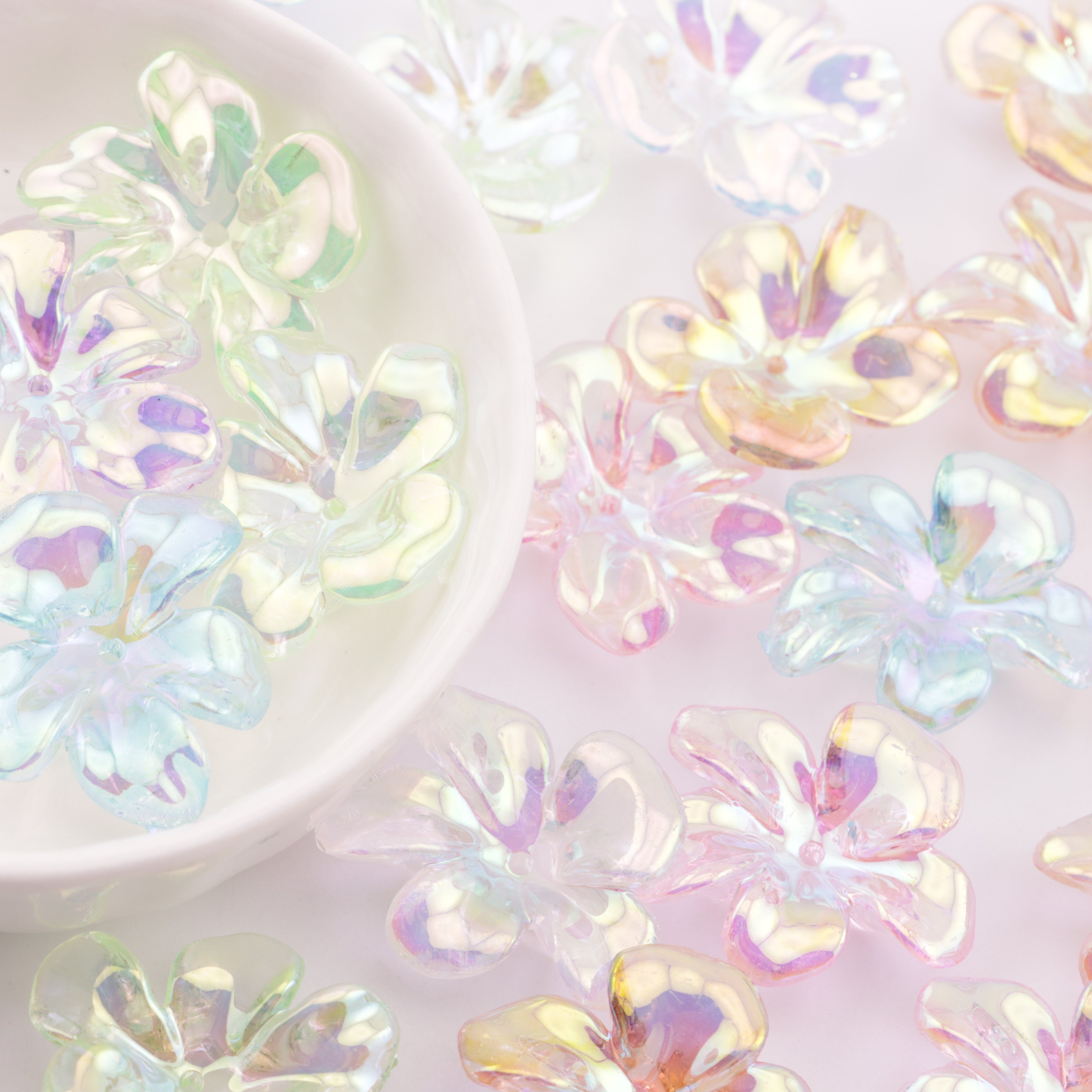 FS6046- Transparent Electroplated Flower Acrylic With Holes
