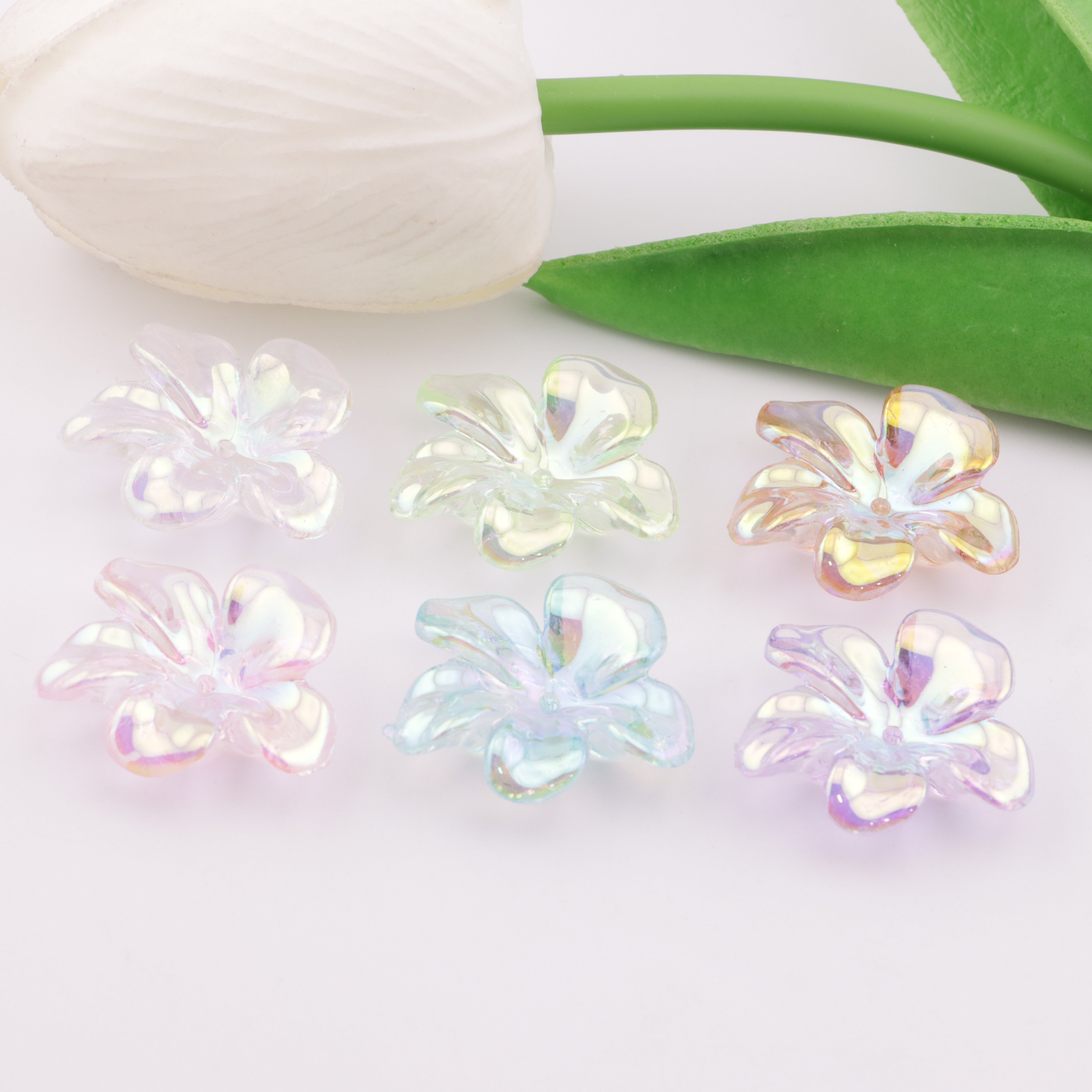 FS6046- Transparent Electroplated Flower Acrylic With Holes
