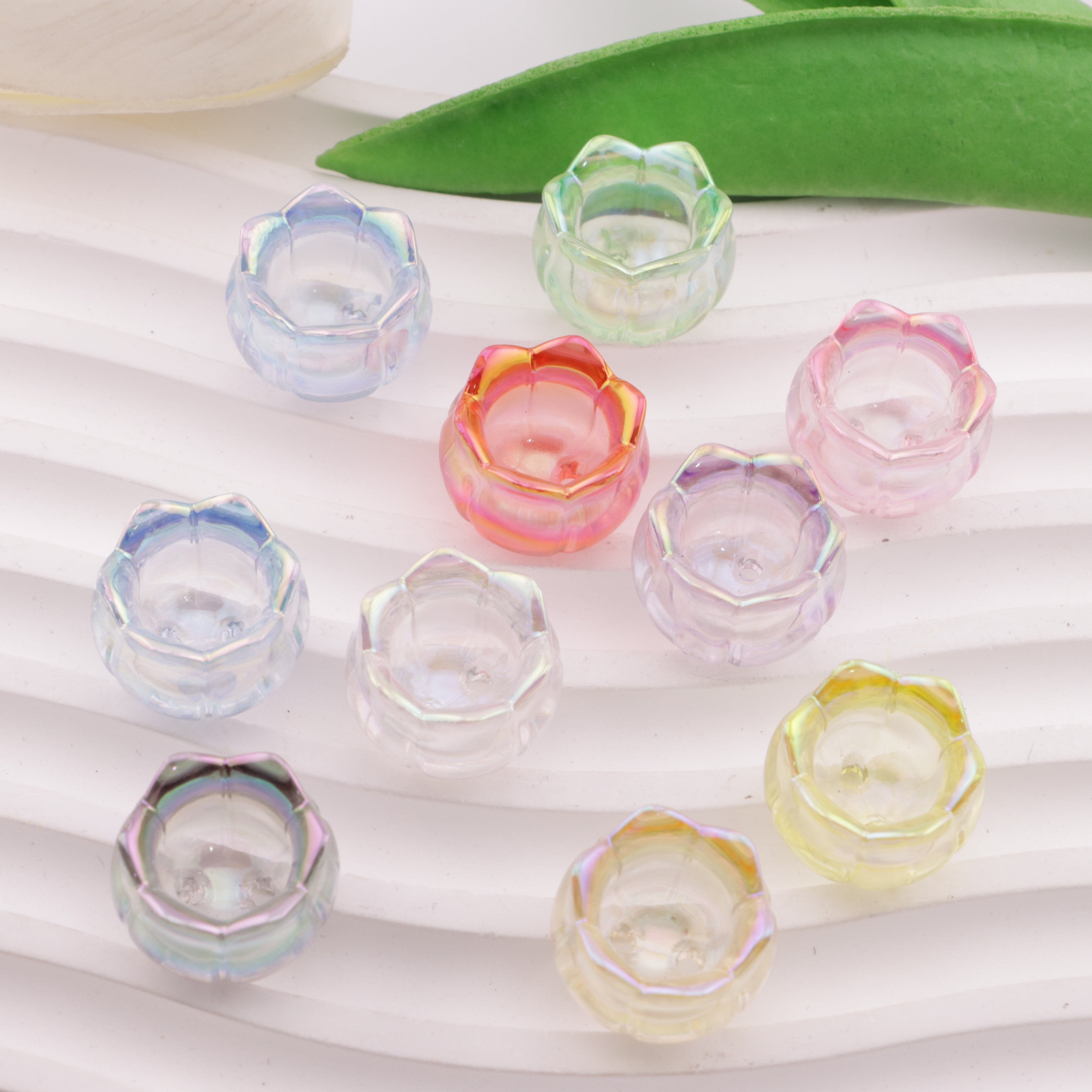 FS6060- 12×28mm Mixed-Color Uv Glow-In-The-Dark Double-Hole Lace Lily-Of-The-Valley