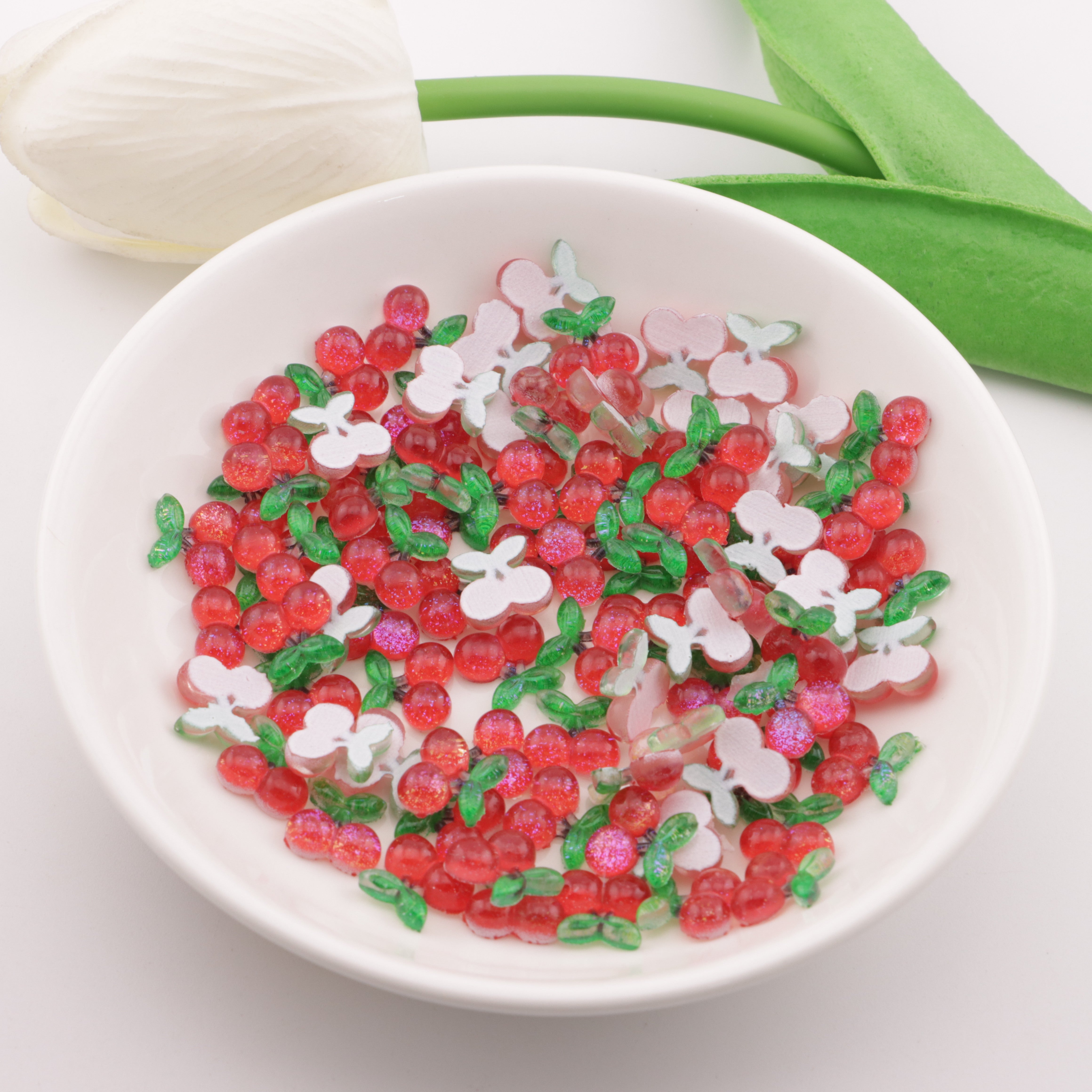 FS6091- 10mm Red Cherry Charms Red Cherry Patches Resin