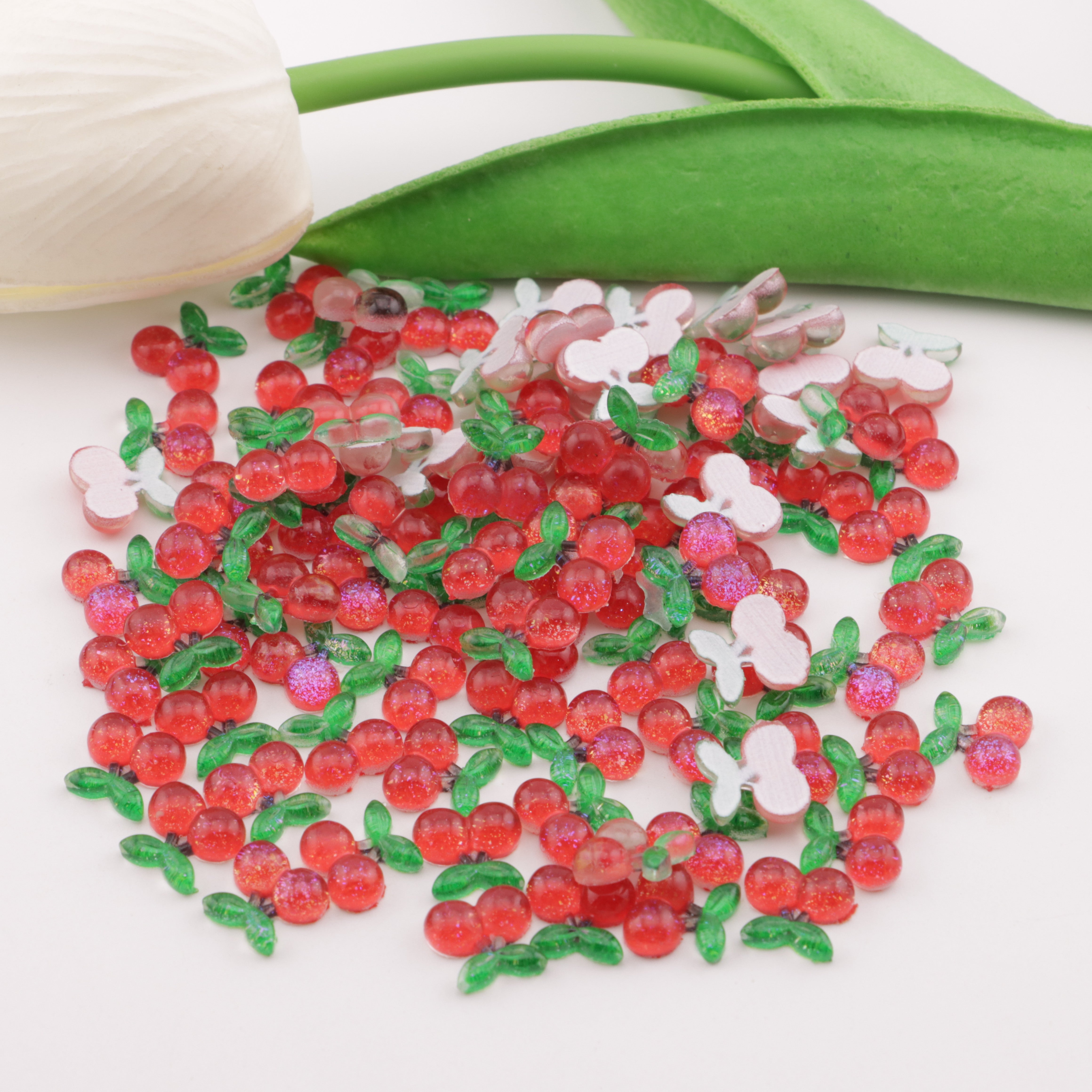 FS6091- 10mm Red Cherry Charms Red Cherry Patches Resin