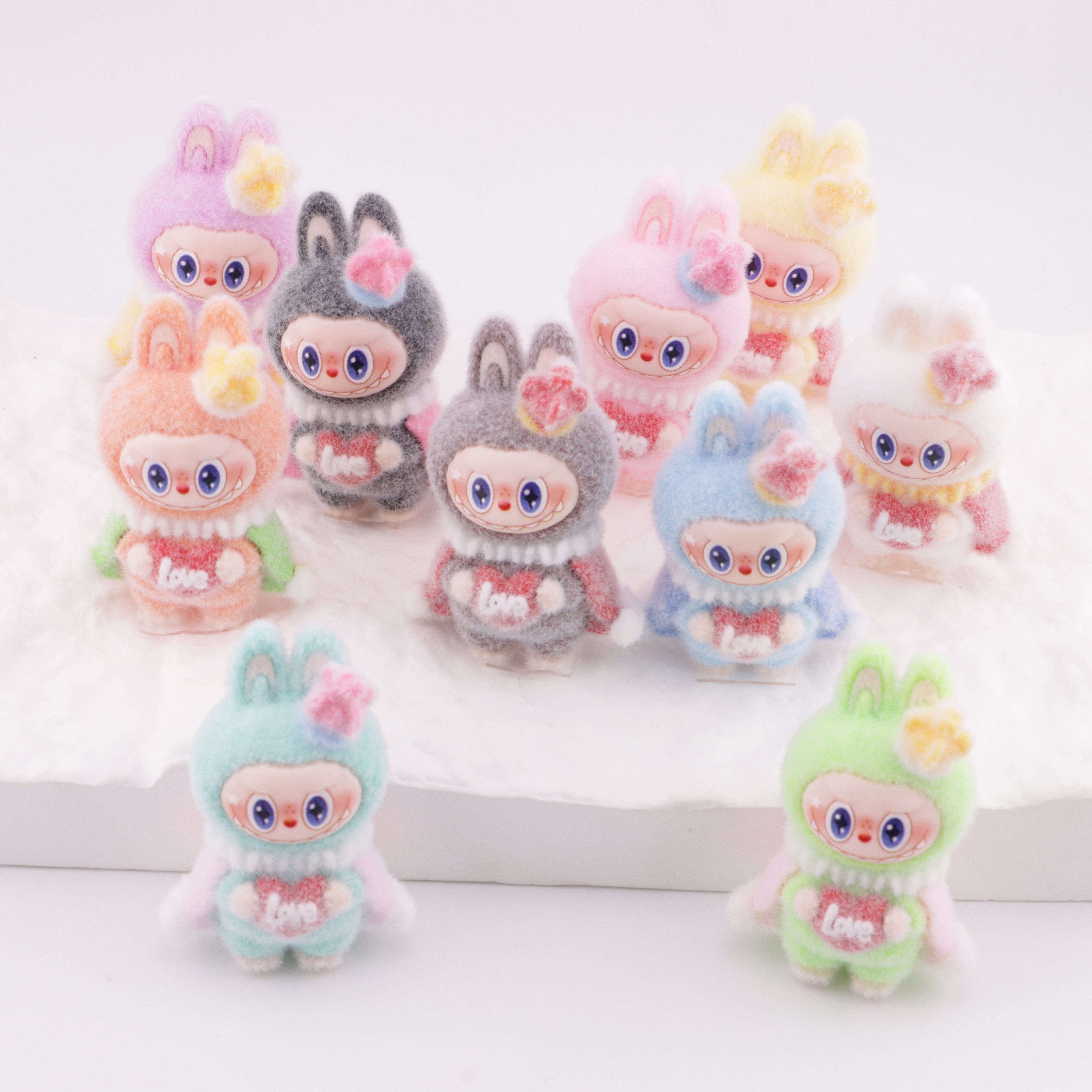 FS6099- 10 PCS/Set LBB Charms Flocked Hand - Held Heart - Shaped Crown Bubu Decorations