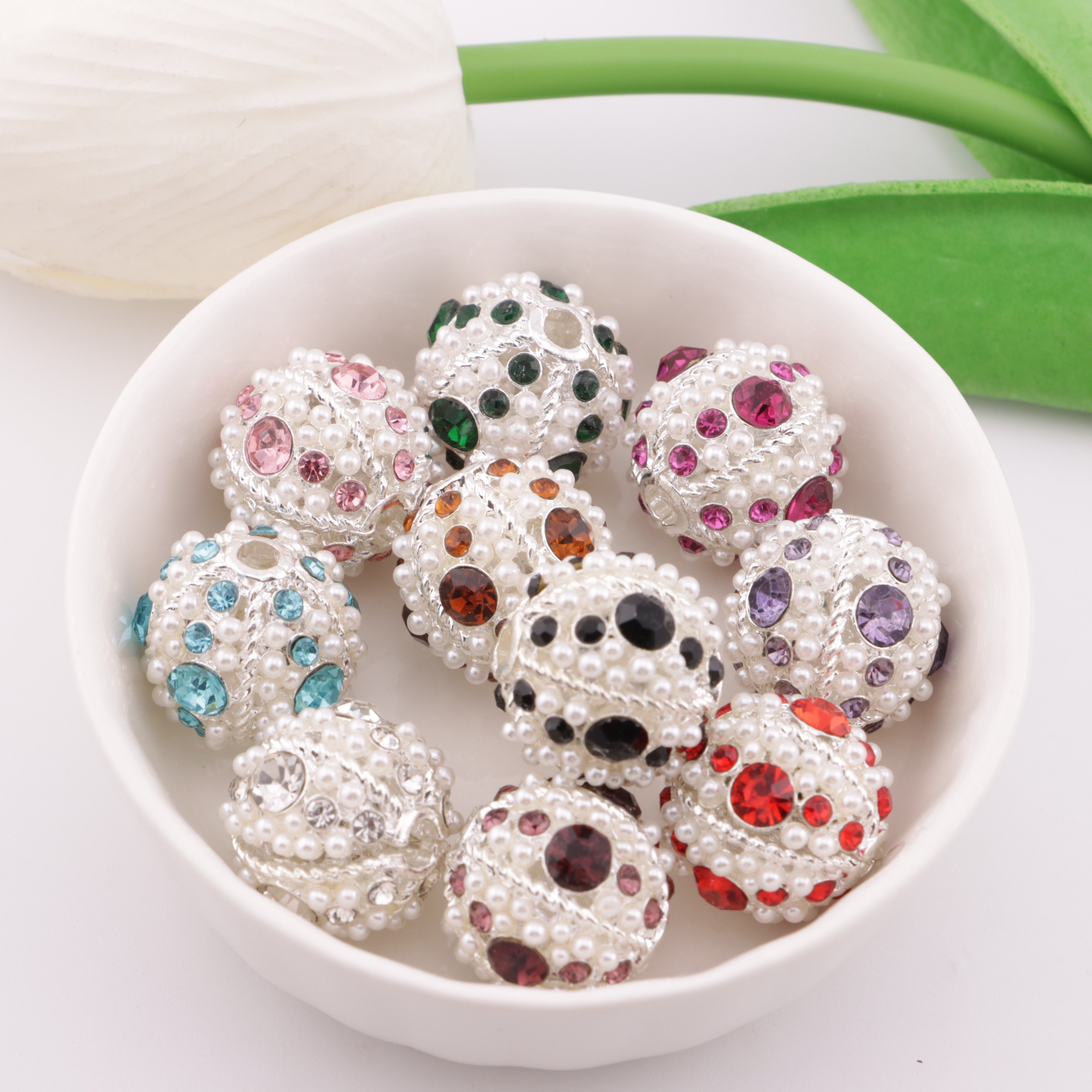 FS6102- Pearl And Diamonds Metal Beads Metal Pumpkin Beads