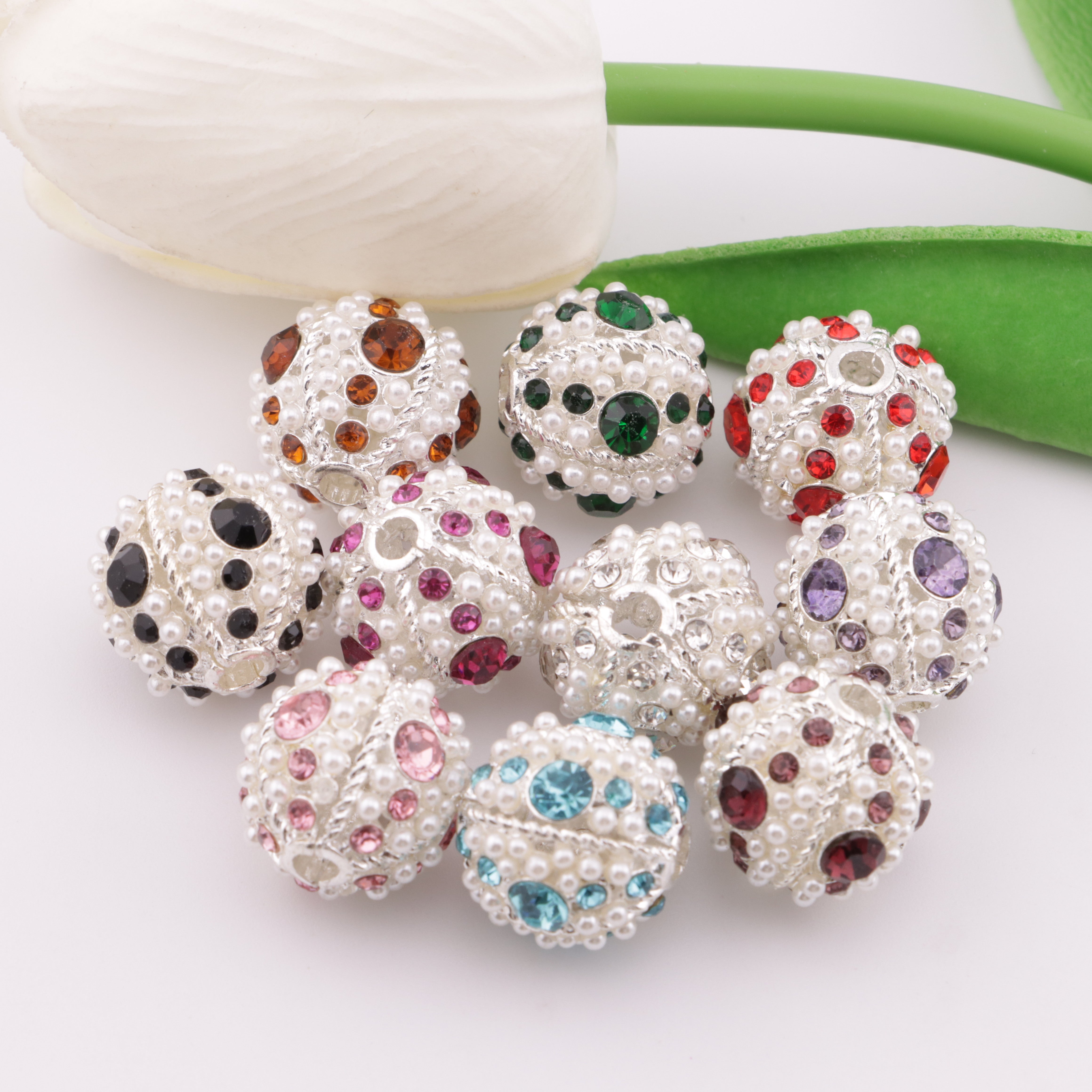 FS6102- Pearl And Diamonds Metal Beads Metal Pumpkin Beads