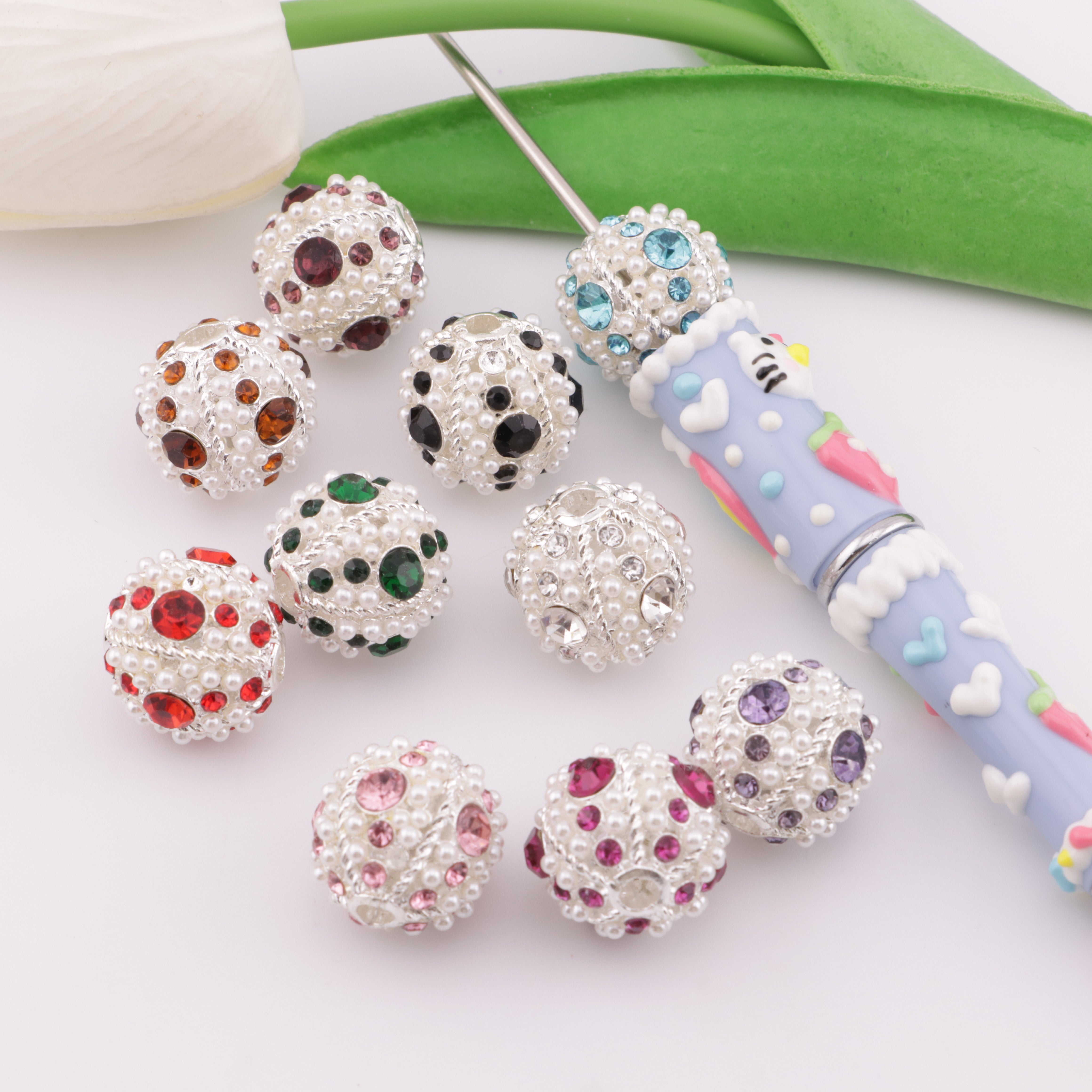 FS6102- Pearl And Diamonds Metal Beads Metal Pumpkin Beads
